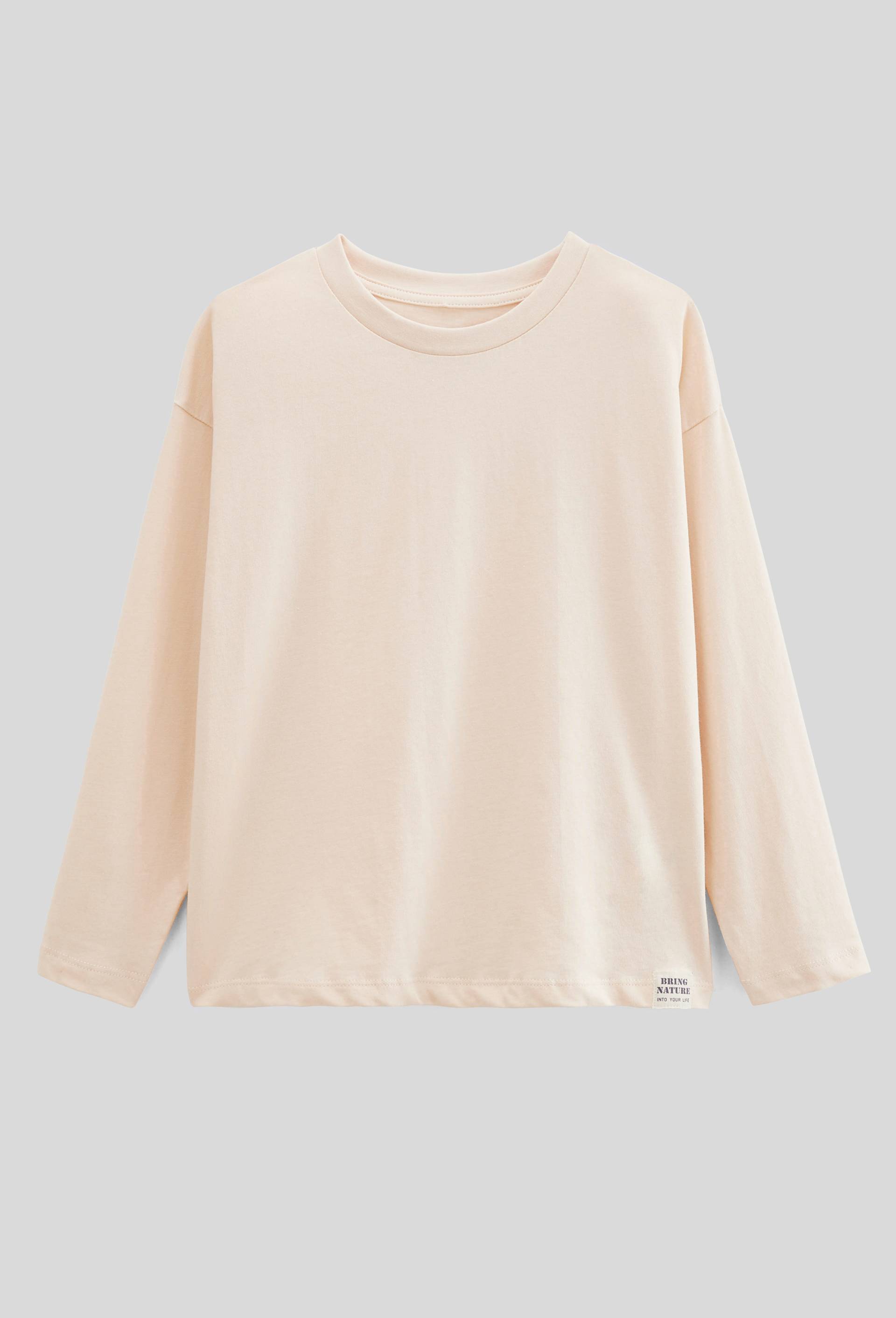 T-Shirt manches longues uni en coton BIO GOTS, Beige clair, large image number 1