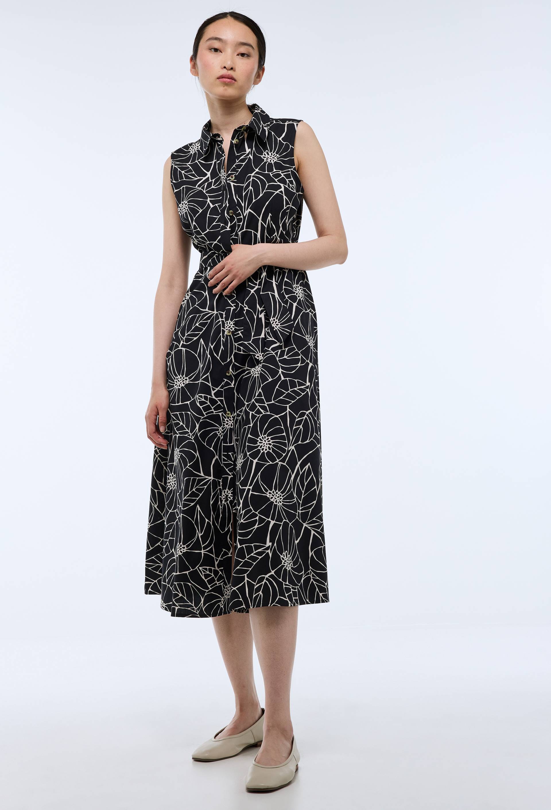 Robe sans manches imprim&eacute;e en coton BIO GOTS, Noir, large image number 0
