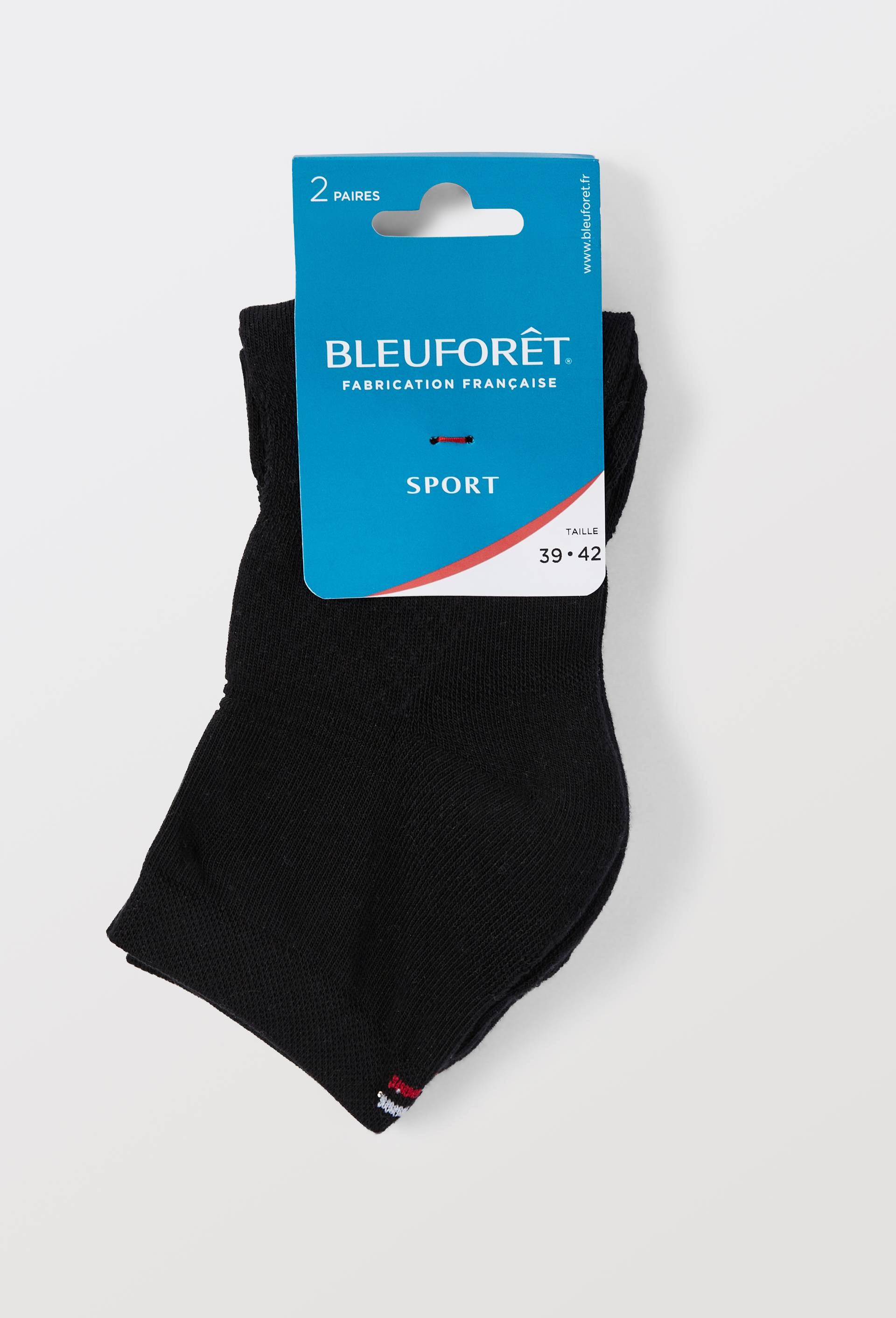 Lot de 2 socquettes de sport en coton Bleufor&ecirc;t, Noir, large image number 2