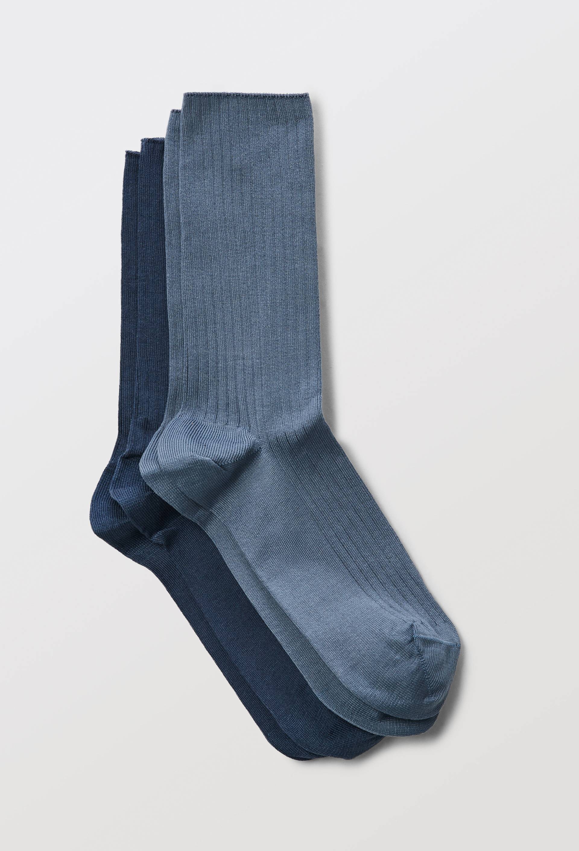Lot de 2 paires de chaussettes &agrave; cotes en fil d'&eacute;cosse Bleufor&ecirc;t, Bleu clair, large image number 0