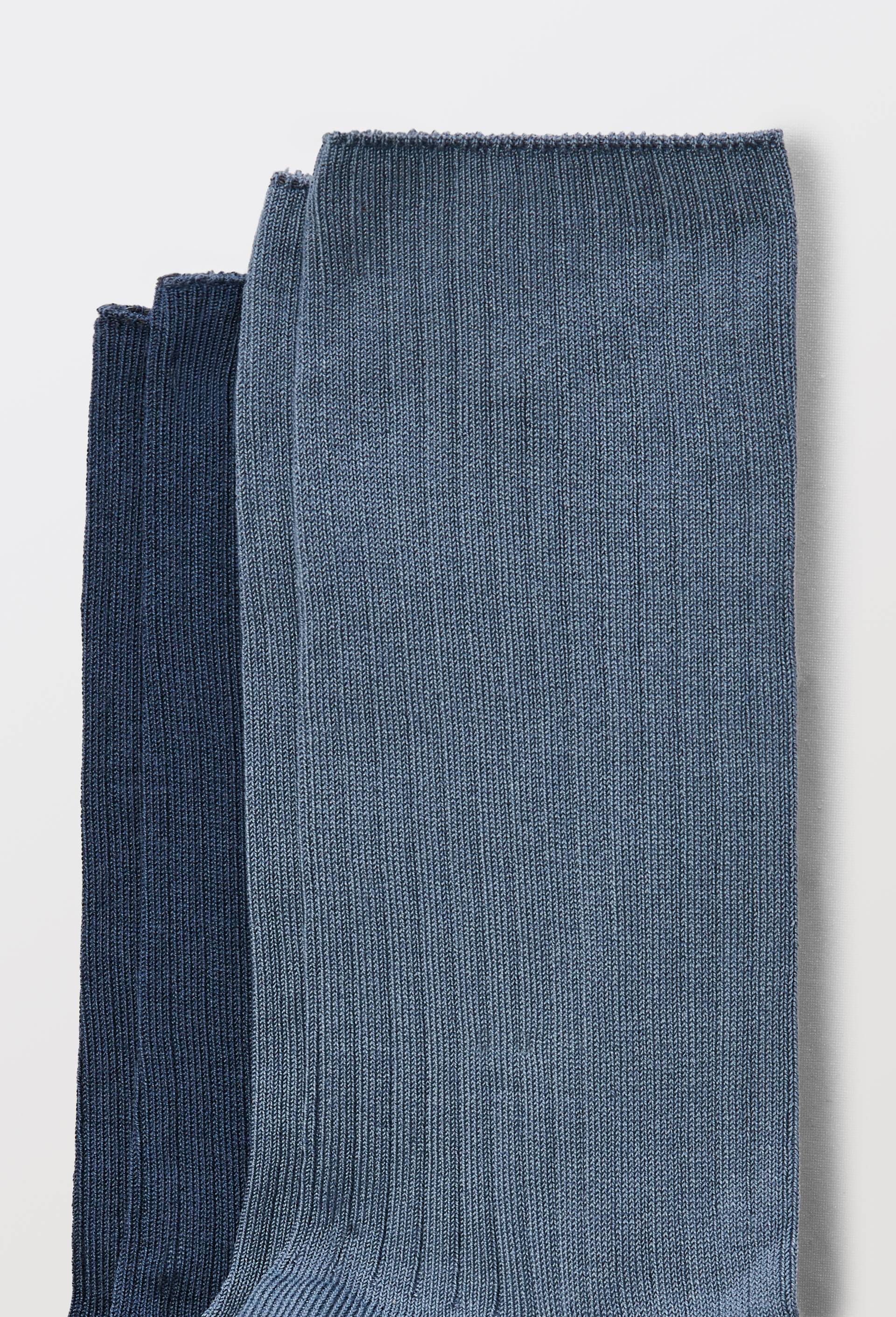 Lot de 2 paires de chaussettes &agrave; cotes en fil d'&eacute;cosse Bleufor&ecirc;t, Bleu clair, large image number 1