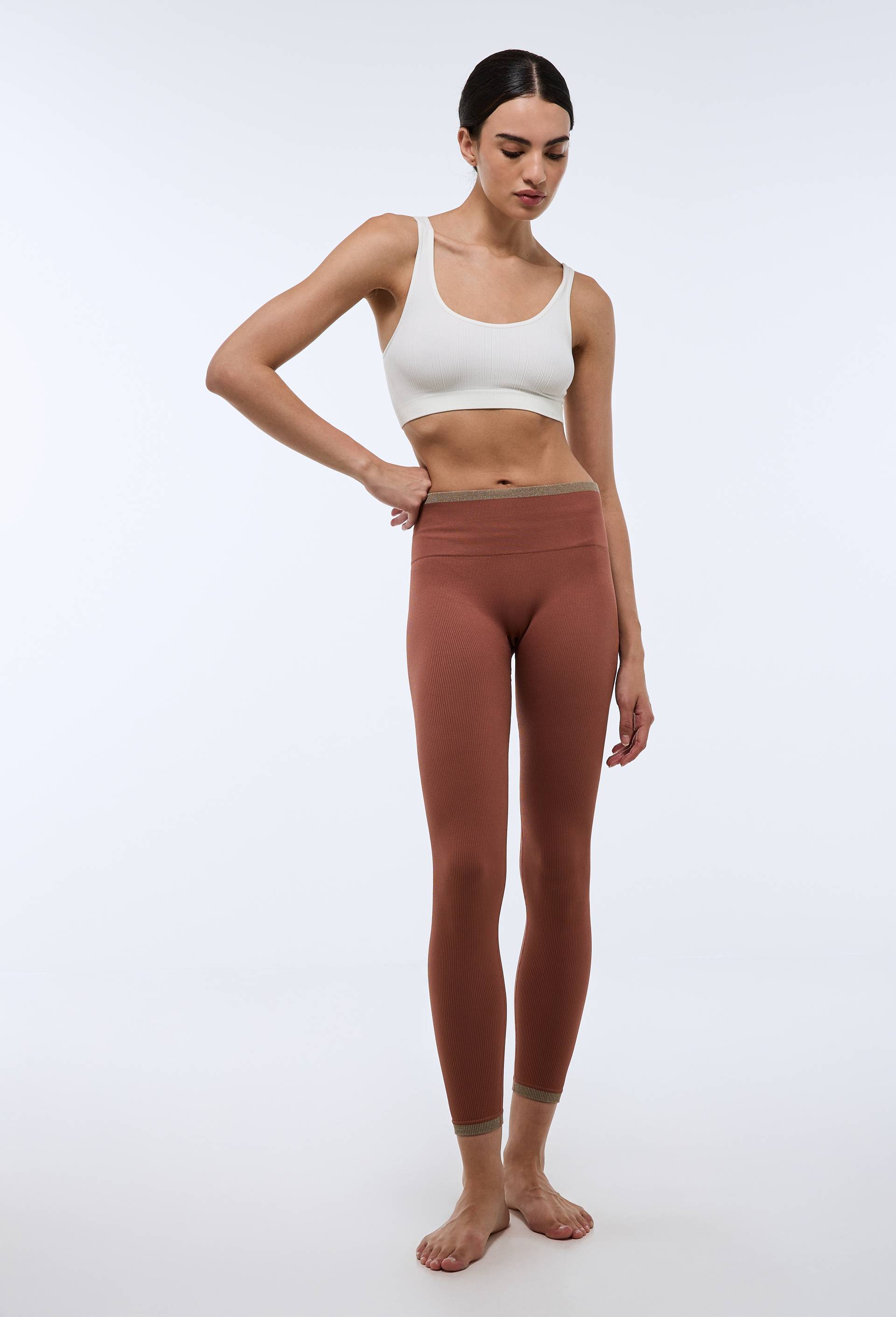 Legging de côtelé avec détail lurex - SPORT - Modalova