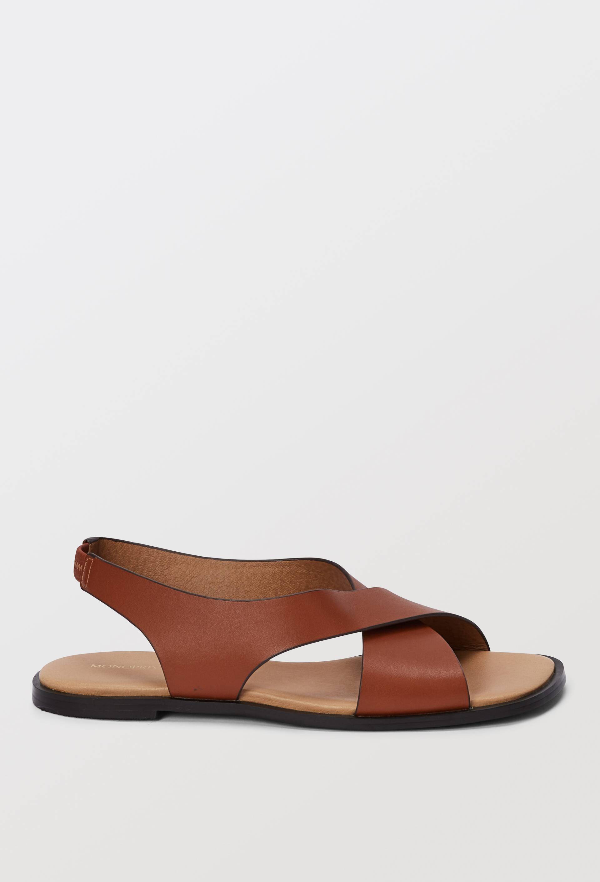 Sandales croisées en cuir - MONOPRIX PREMIUM - Modalova