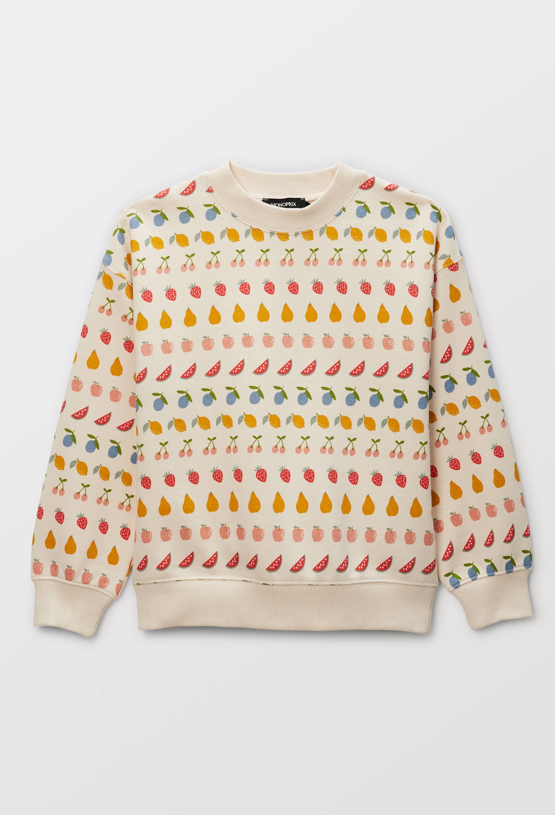 Sweat imprim&eacute; en coton BIO GOTS, Beige clair, large image number 0