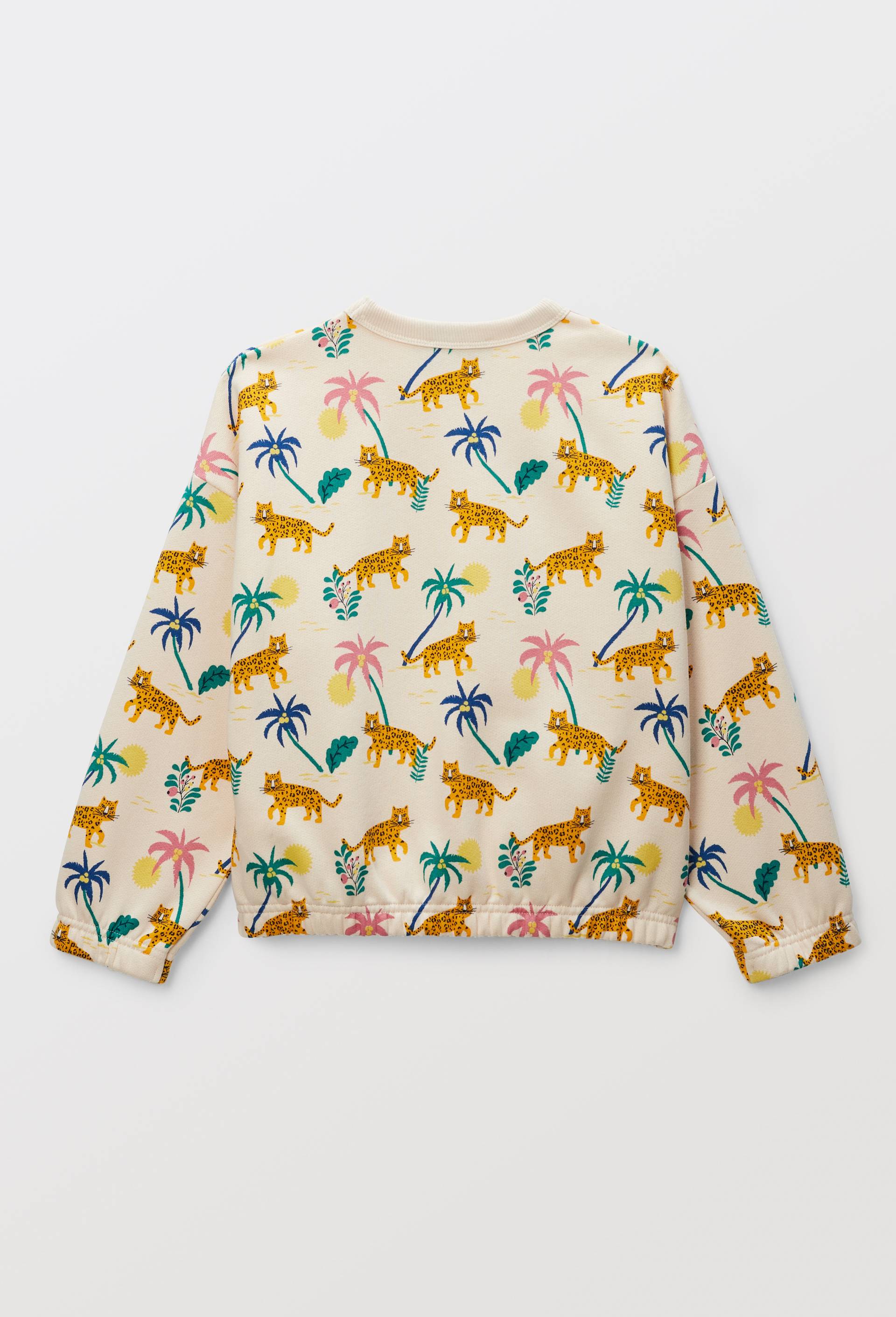 Sweat imprim&eacute; en coton BIO GOTS, Beige clair, large image number 1
