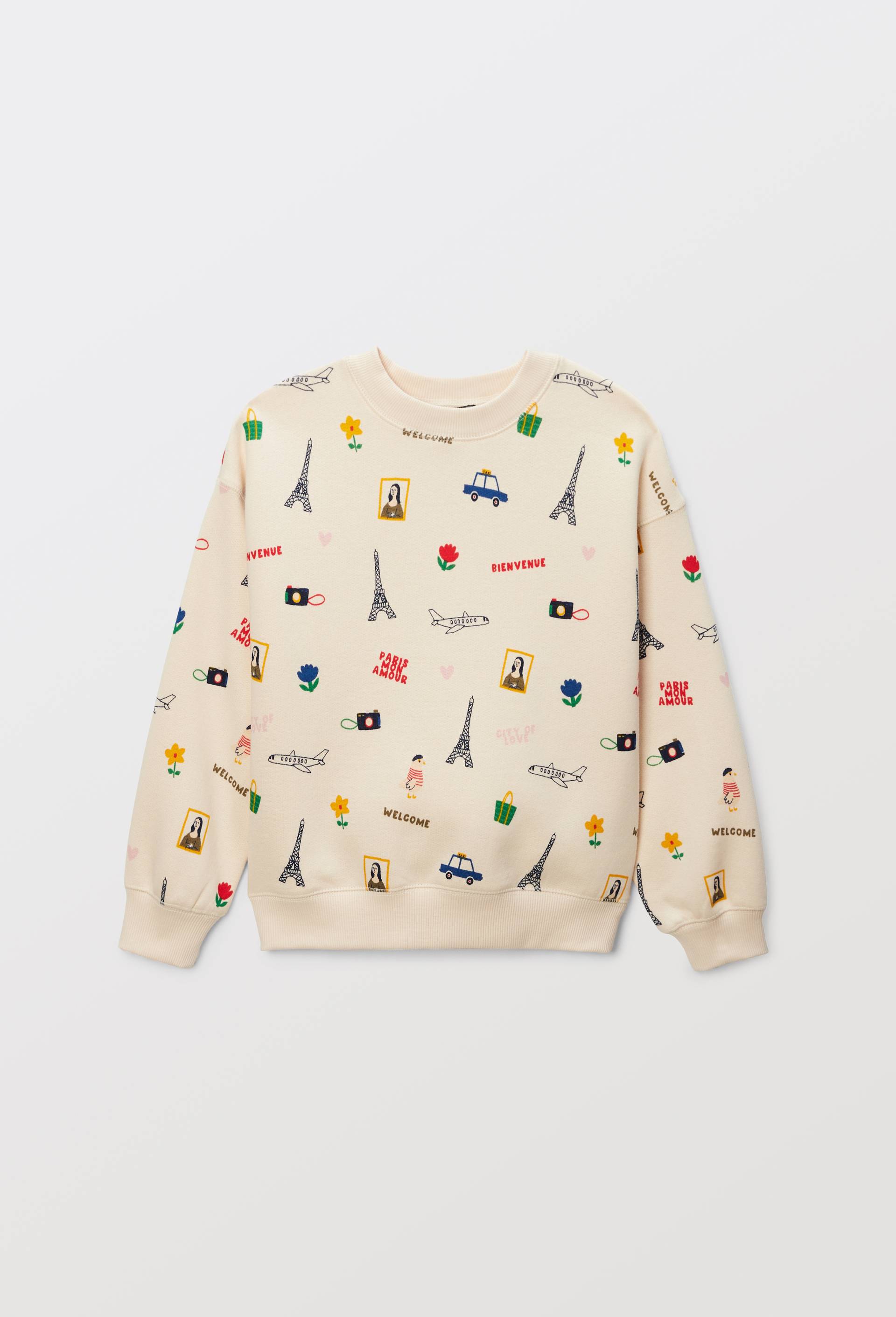 Sweat imprim&eacute; en coton BIO GOTS, Ecru, large image number 0