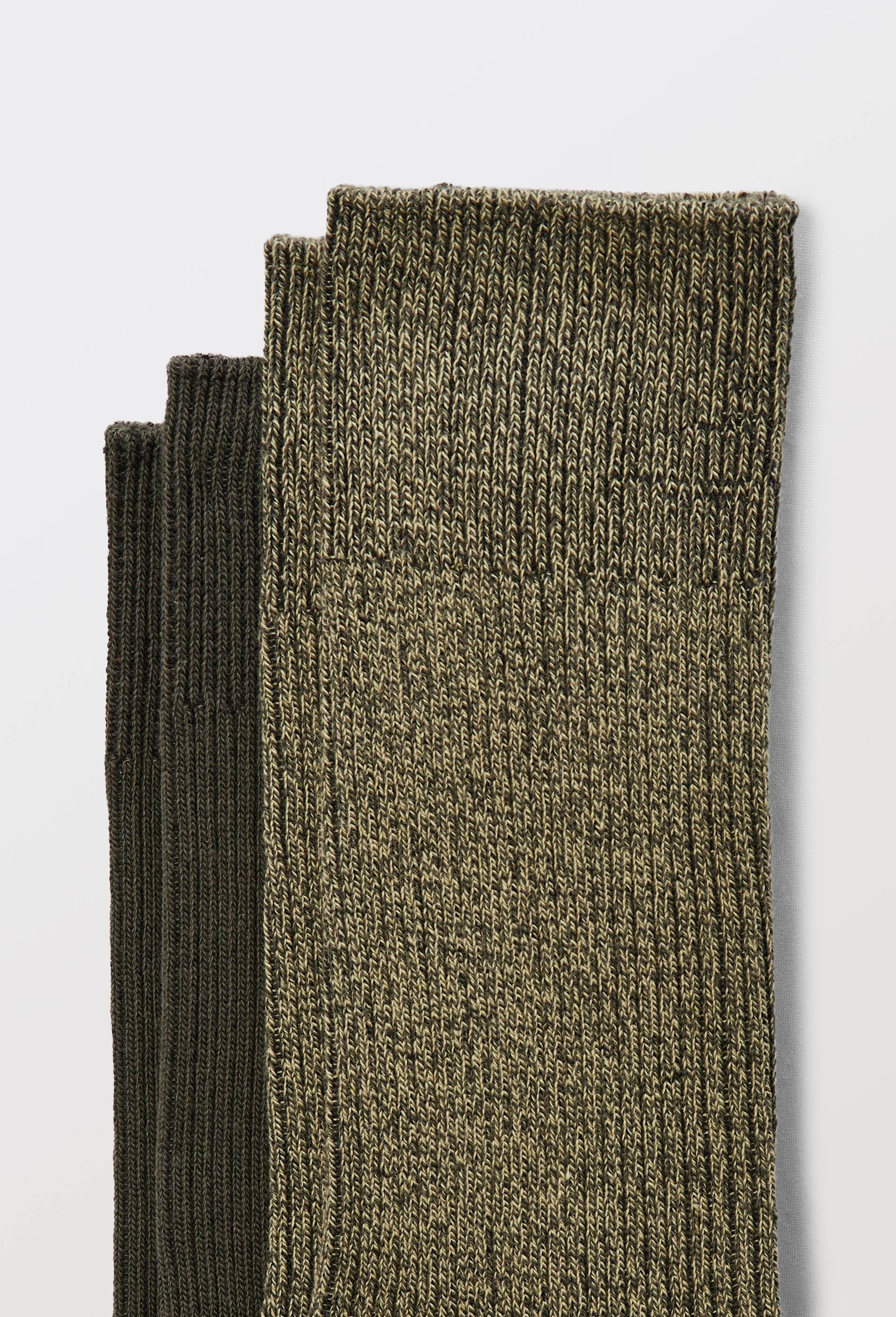 Lot de 2 chaussettes &agrave; c&ocirc;te en coton, Vert fonc&eacute;, large image number 1