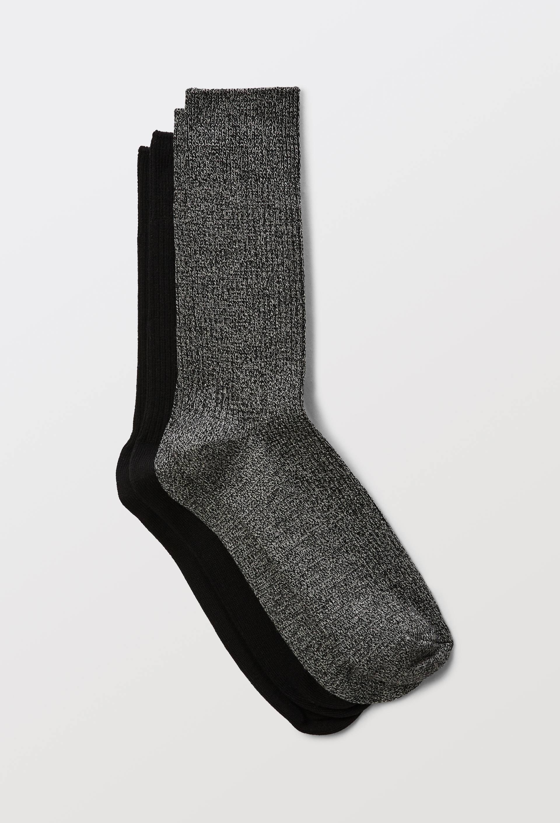 Lot de 2 chaussettes &agrave; c&ocirc;te en coton, Noir, swatch image