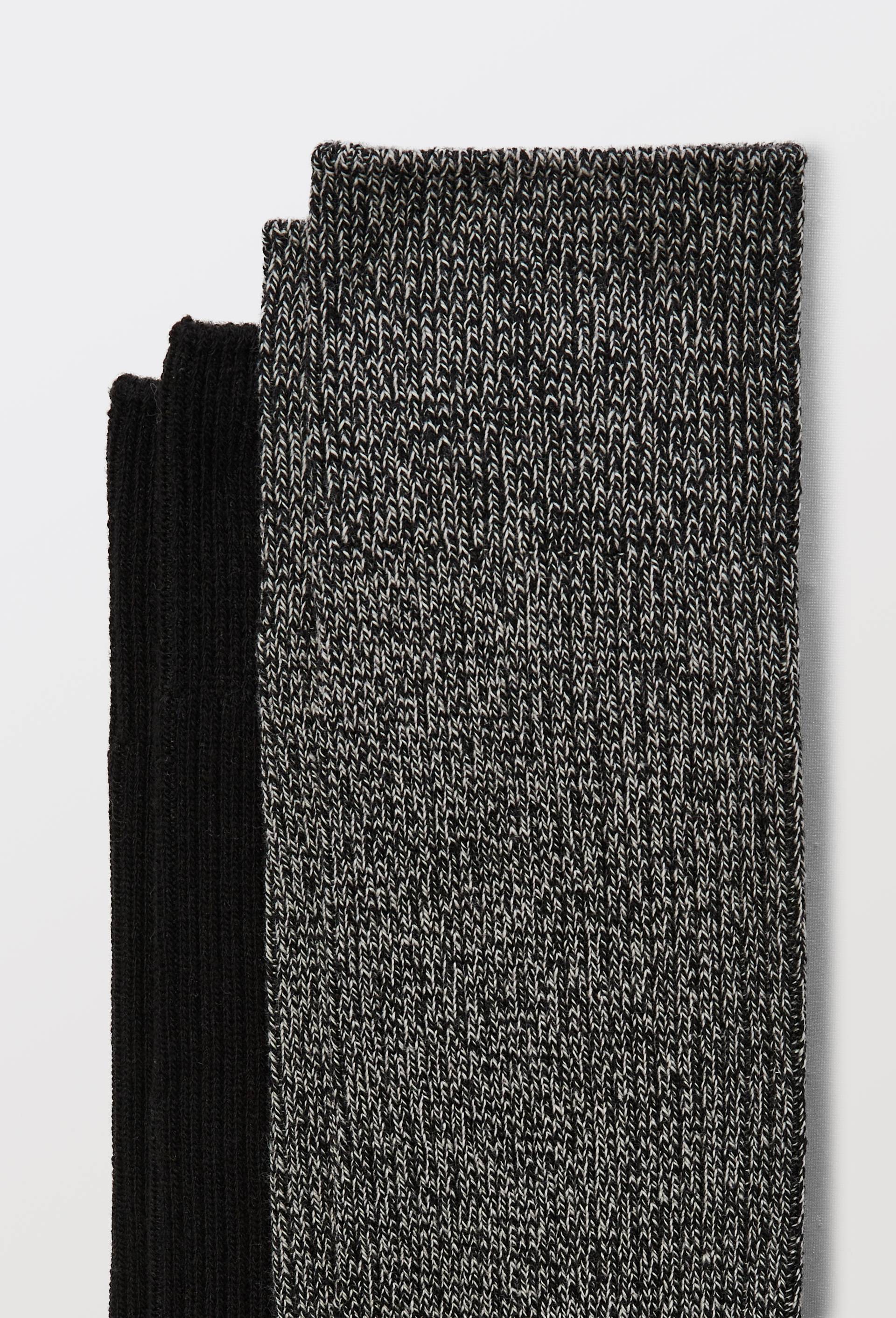 Lot de 2 chaussettes &agrave; c&ocirc;te en coton, Noir, large image number 1.0