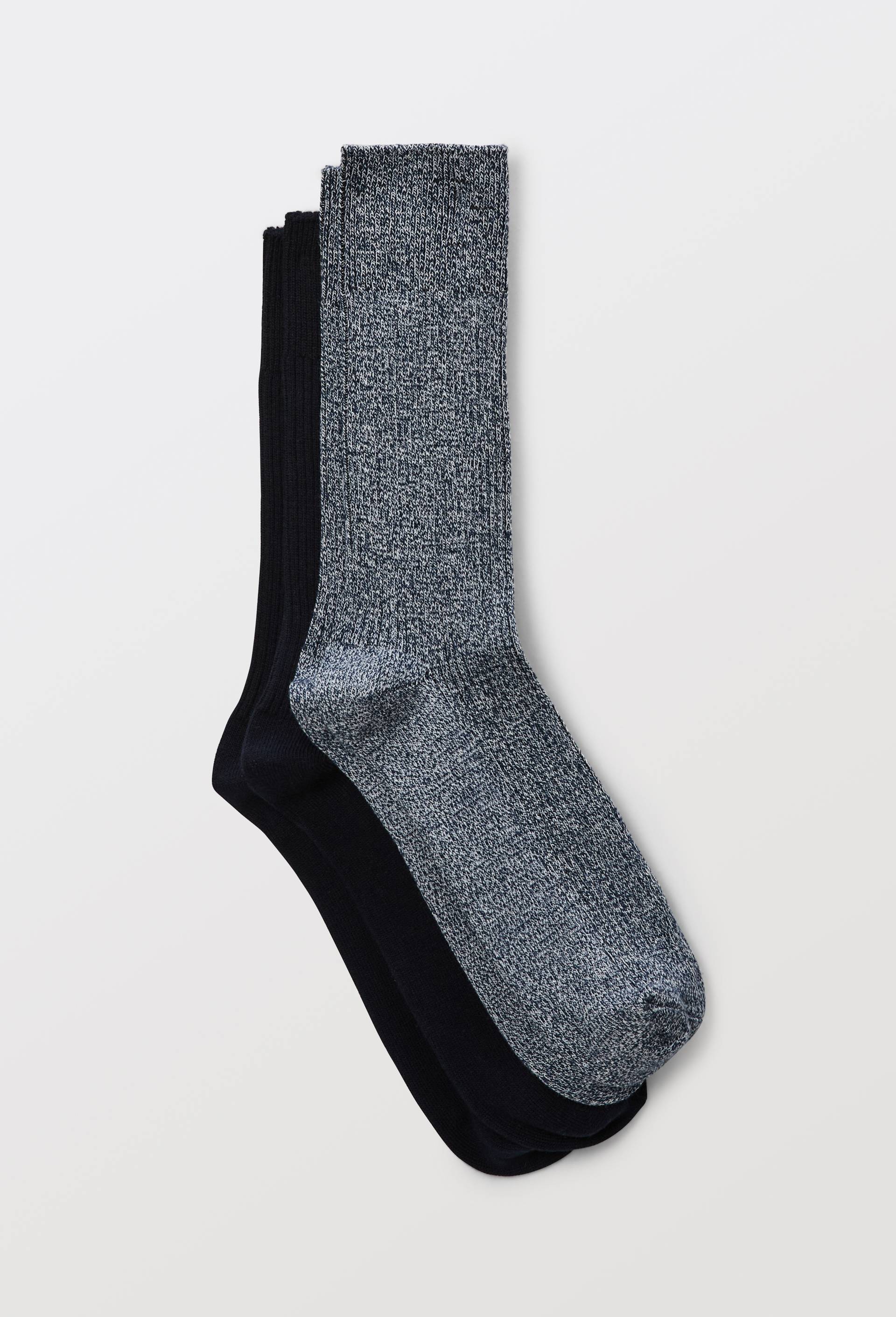 Lot de 2 chaussettes &agrave; c&ocirc;te en coton, Bleu fonc&eacute;, large image number 0
