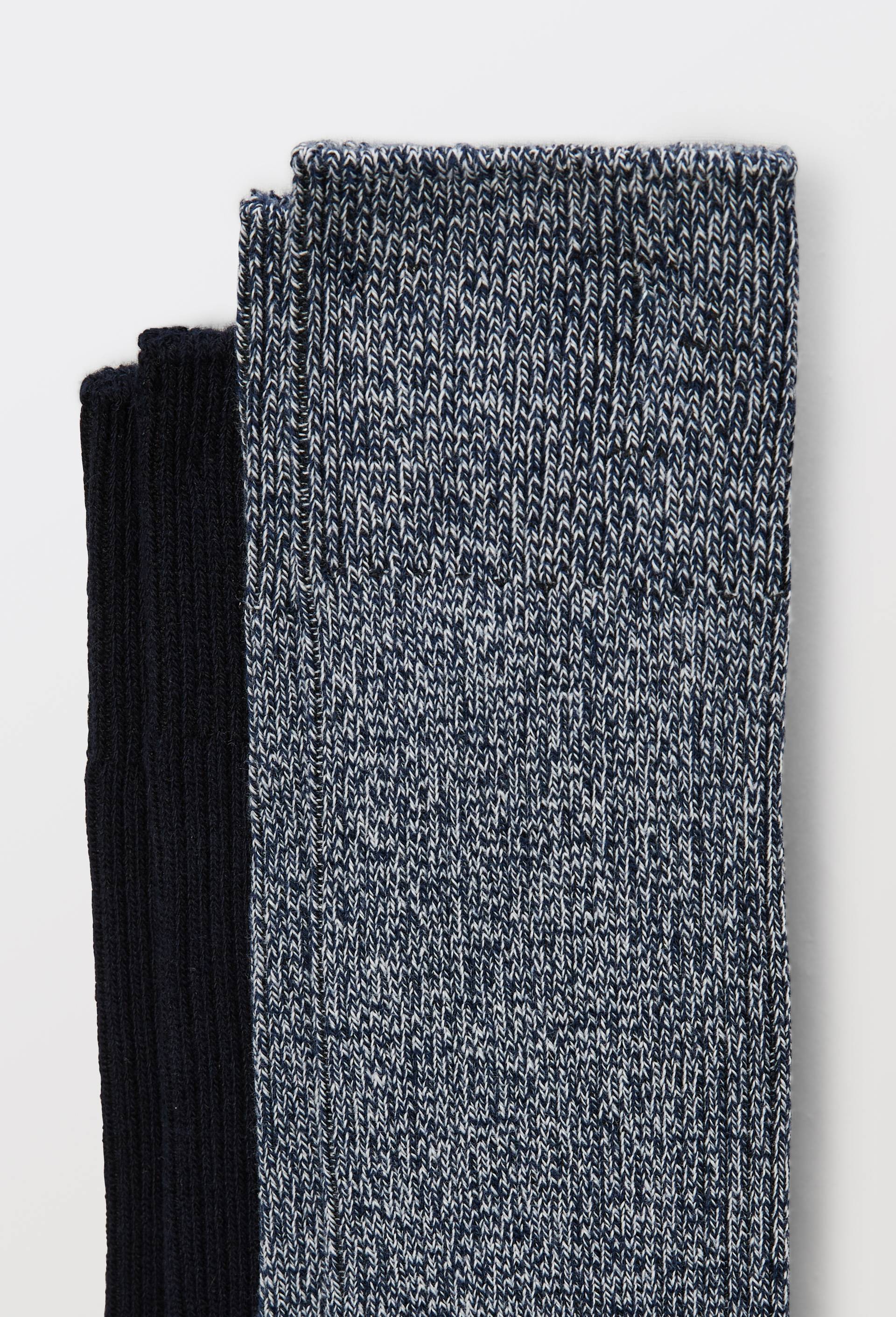 Lot de 2 chaussettes &agrave; c&ocirc;te en coton, Bleu fonc&eacute;, large image number 1