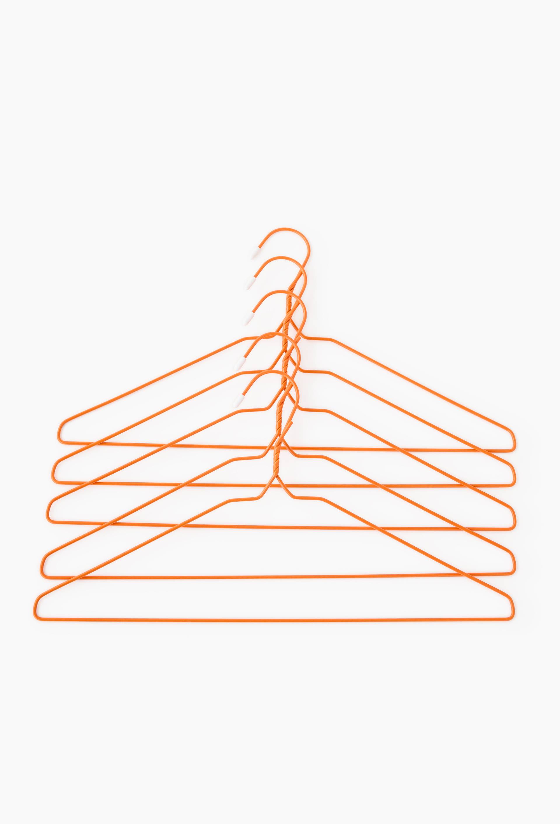 Lot 5 cintres, en métal et plastique, Orange, swatch image