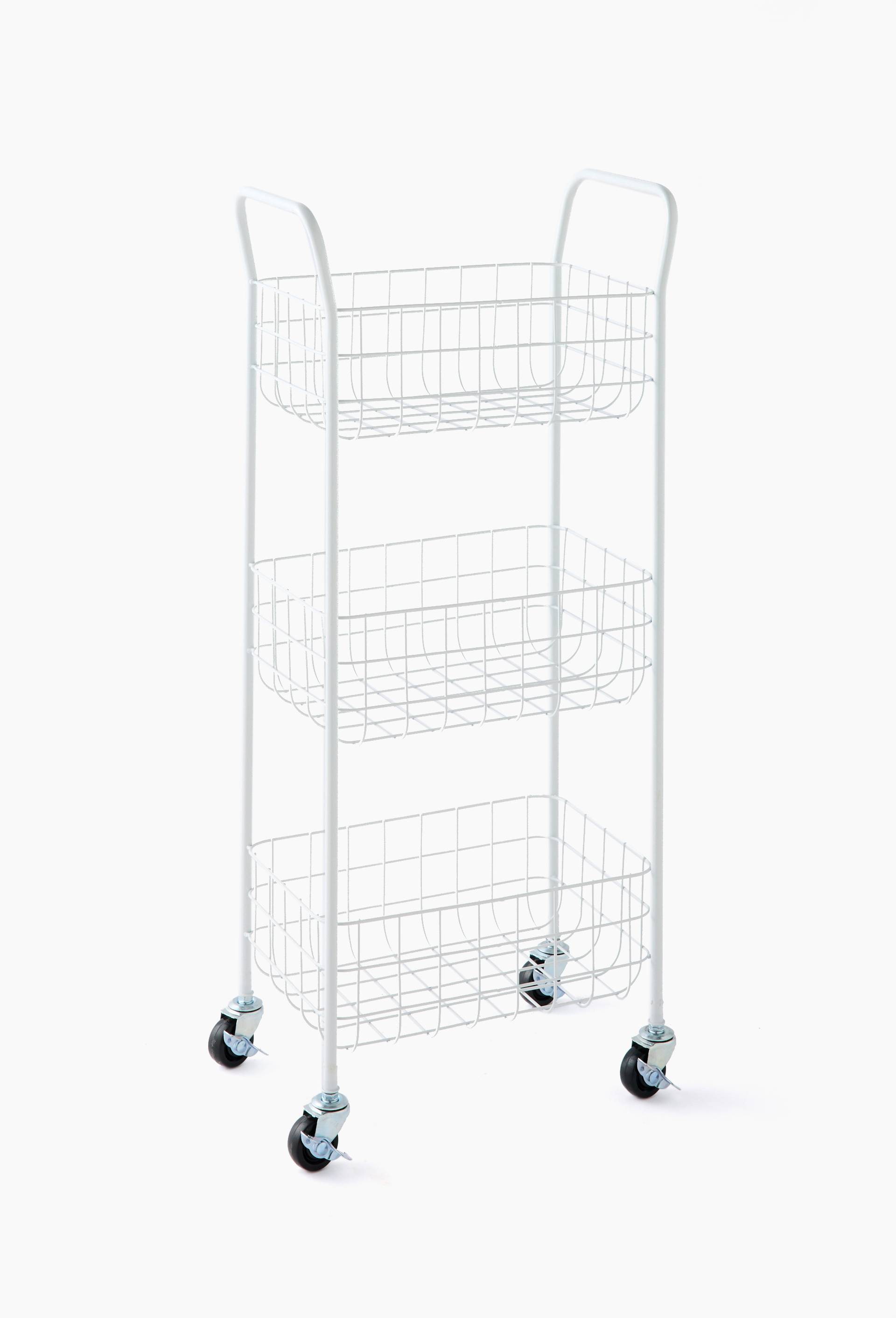 Etagère à roulettes, 35x20xH70cm, en métal, Blanc, large image number 0