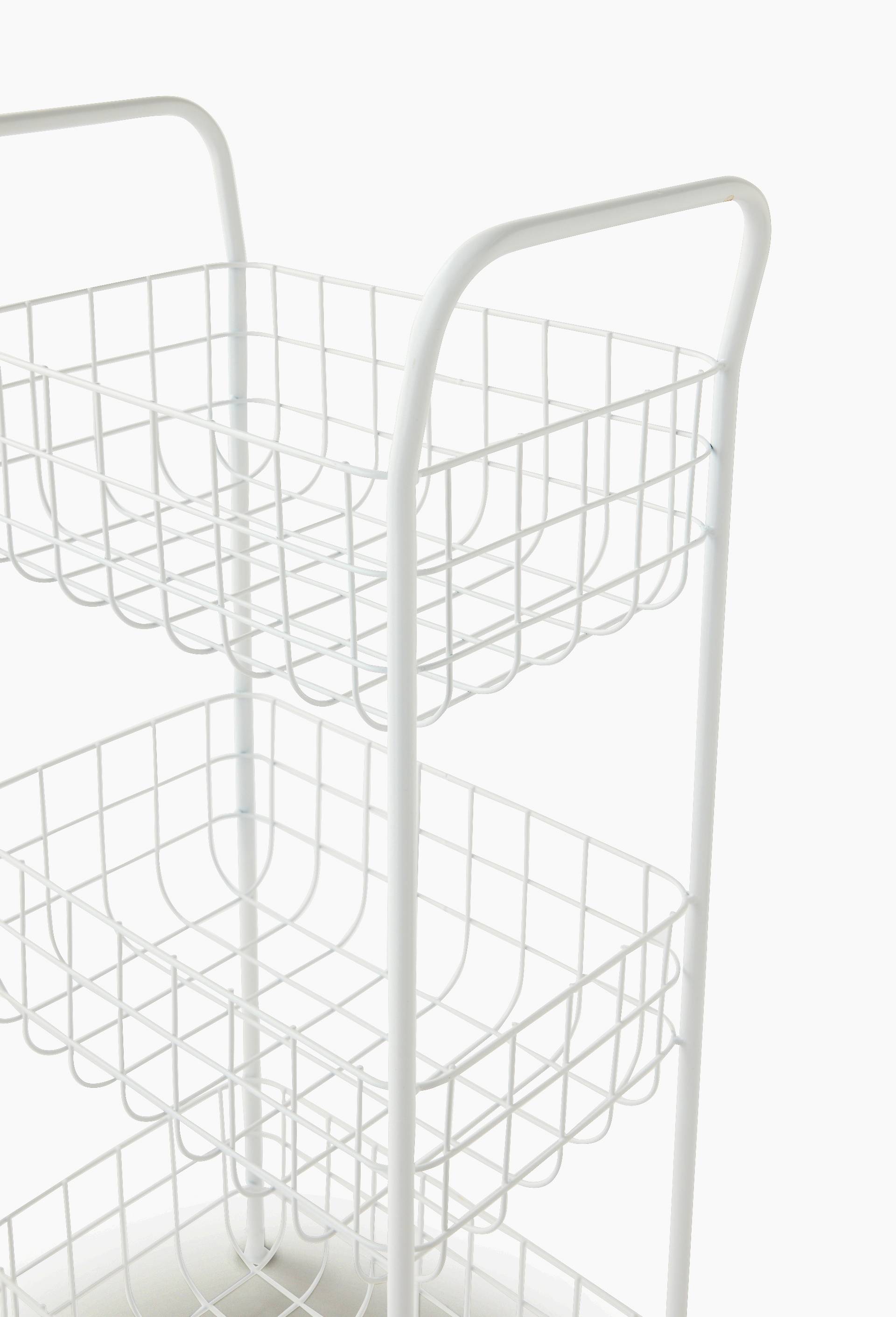 Etag&egrave;re &agrave; roulettes, 33.5x20xH70cm, en m&eacute;tal, Blanc, large image number 1