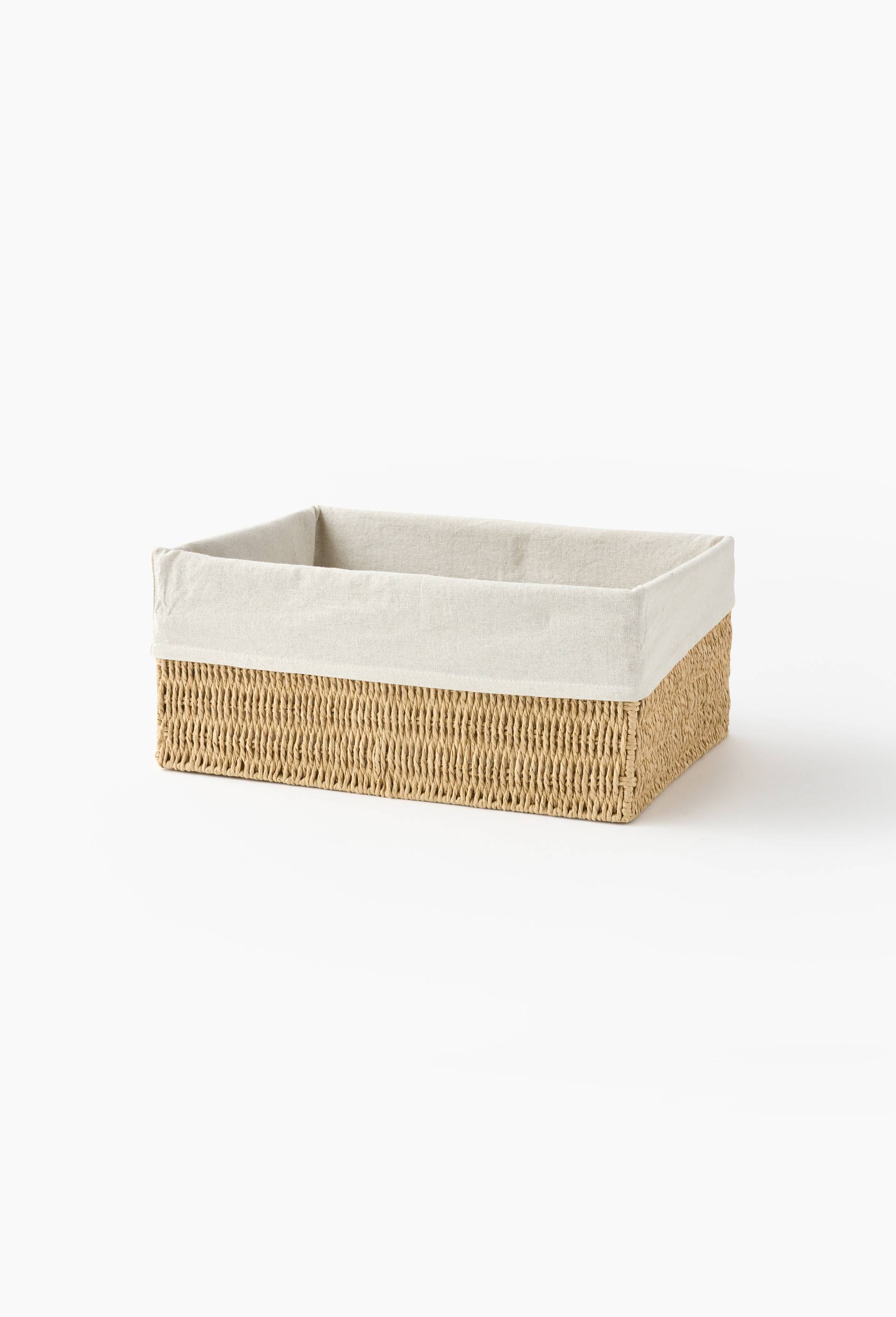 Rangement rectangulaire, en papier et tissu, Beige clair, large image number 1.0