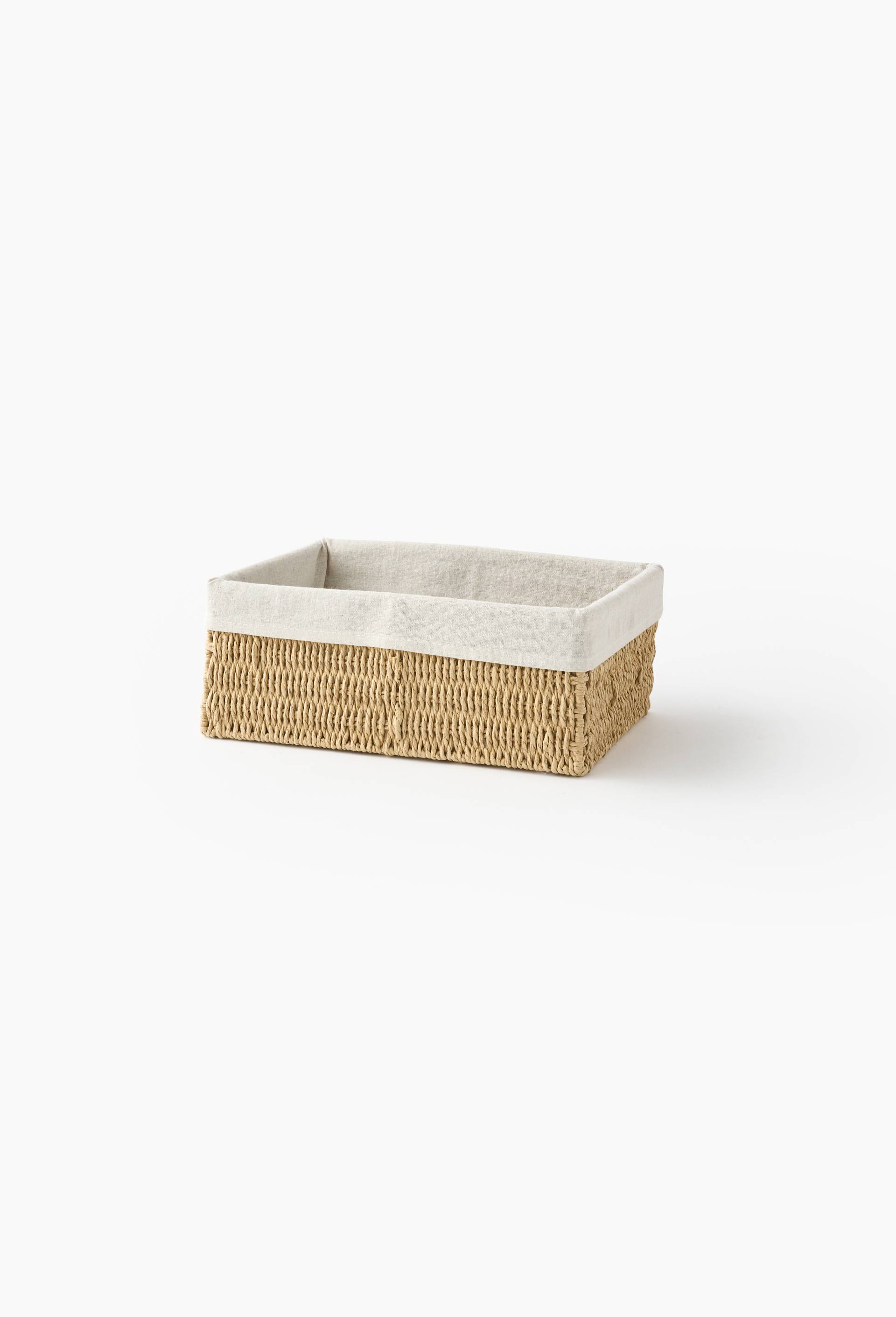 Rangement rectangulaire, en papier et tissu, Beige clair, large image number 2