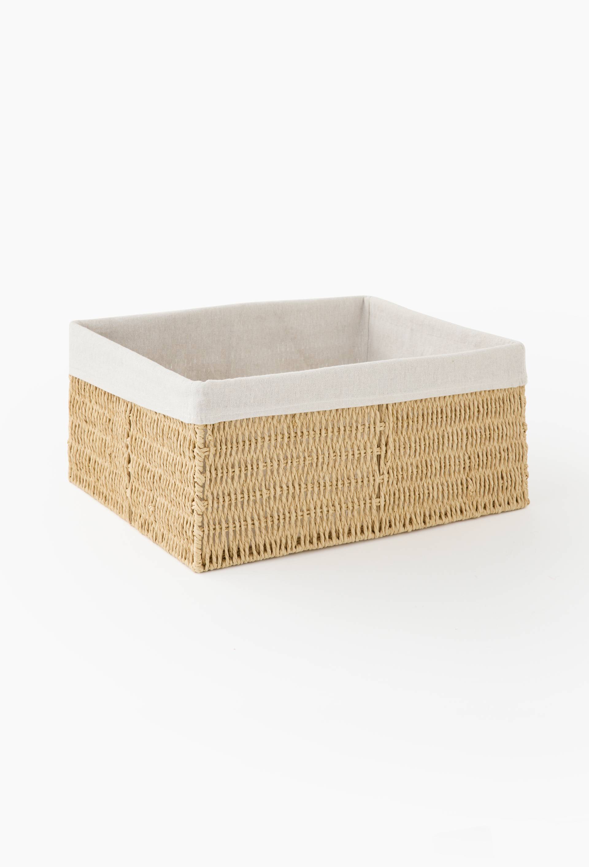 Rangement rectangulaire, en papier et tissu, Beige clair, large image number 3.0