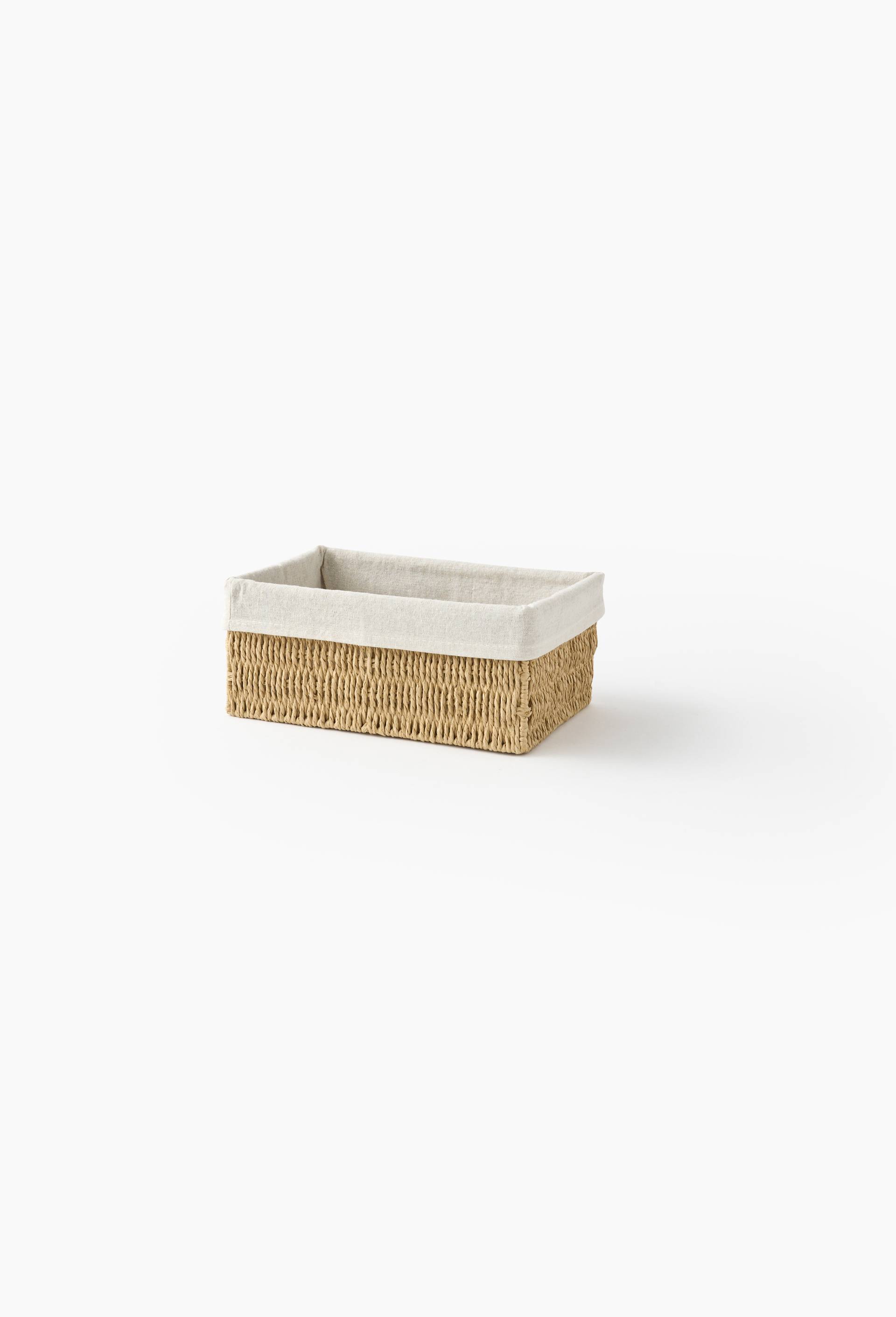 Rangement rectangulaire, en papier et tissu, Beige clair, large image number 3