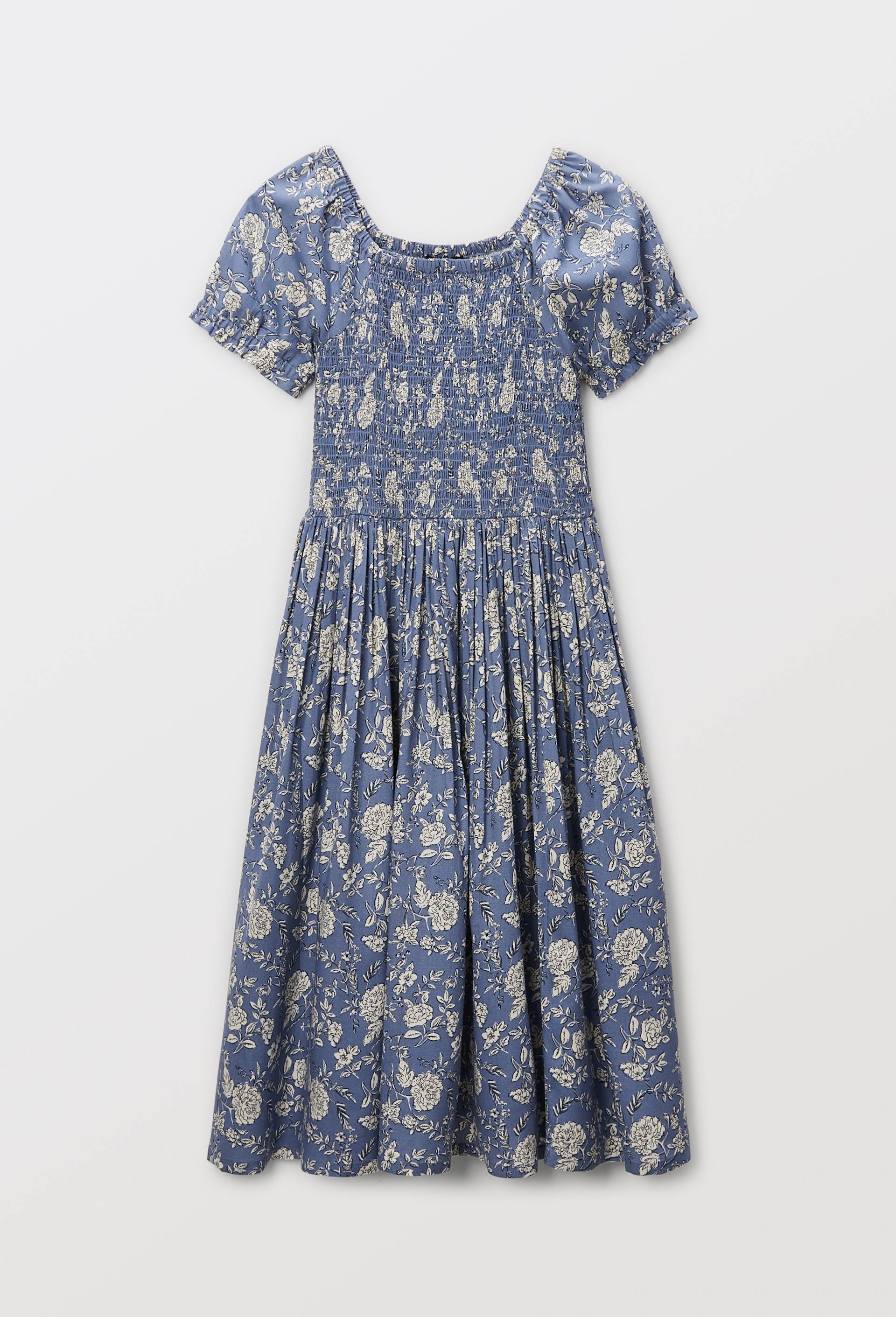 Robes longue à smocks imprimée, BLEU, swatch image