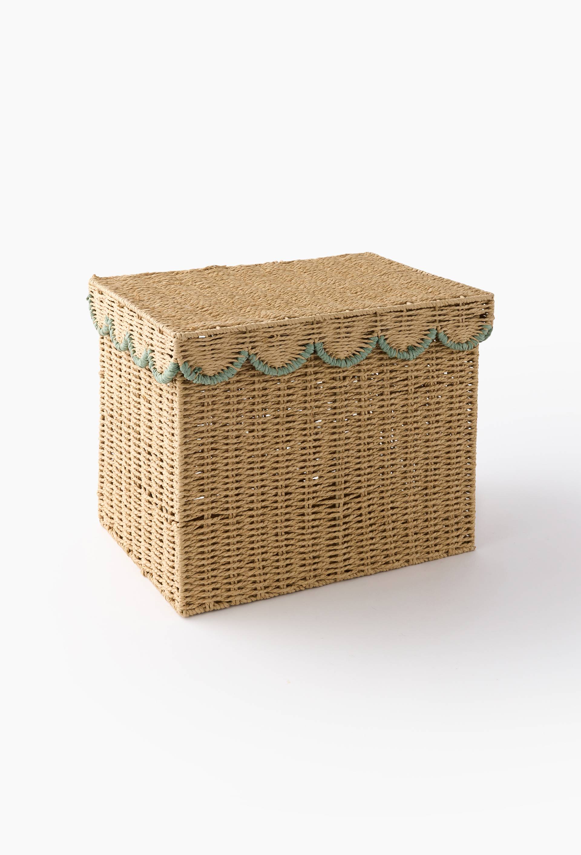 Coffre &agrave; jouet carr&eacute; avec couvercle,  36x24x26cm, en papier, Vert, large image number 0