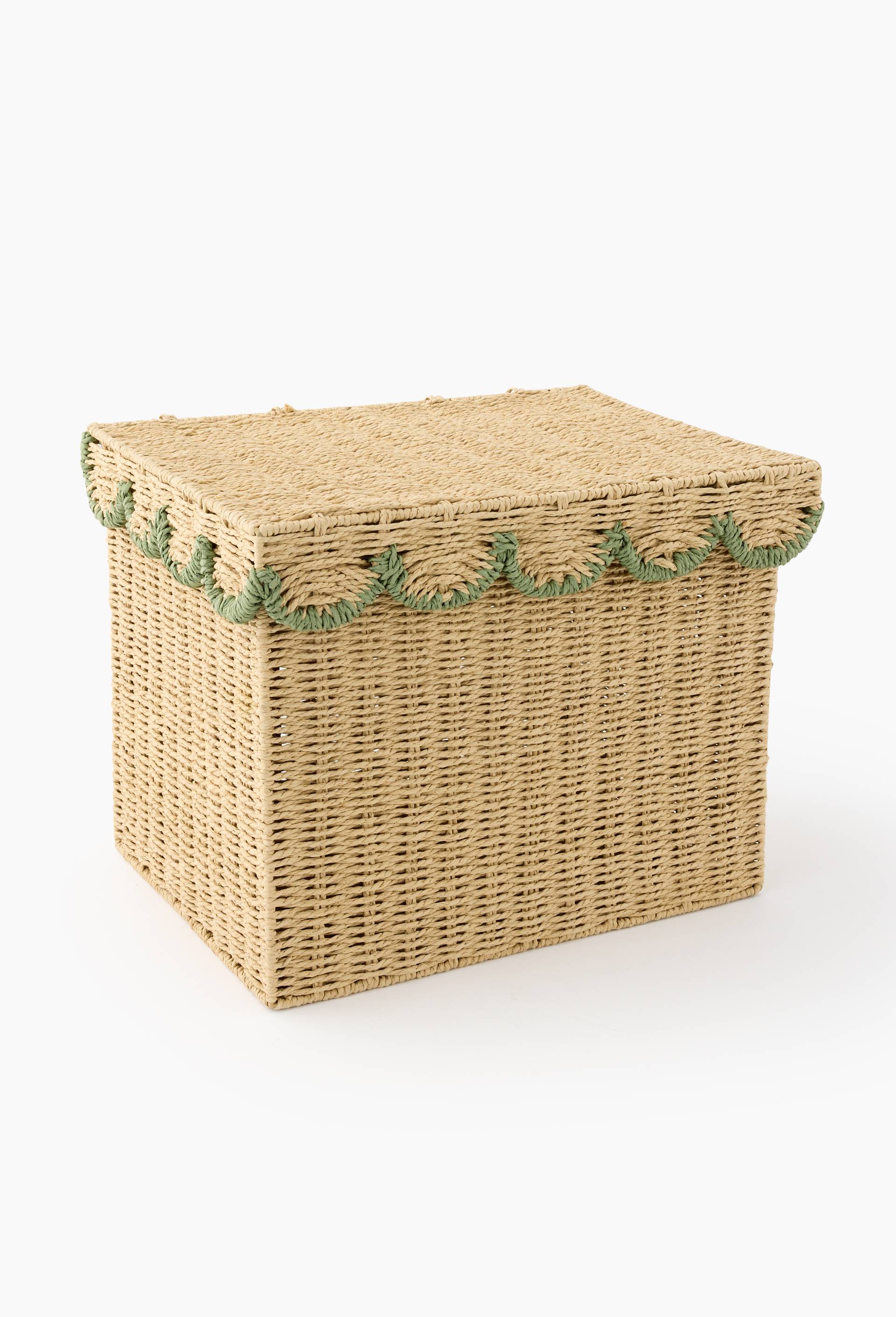 Coffre &agrave; jouet carr&eacute; avec couvercle,  36x24x26cm, en papier, Vert, large image number 1.0
