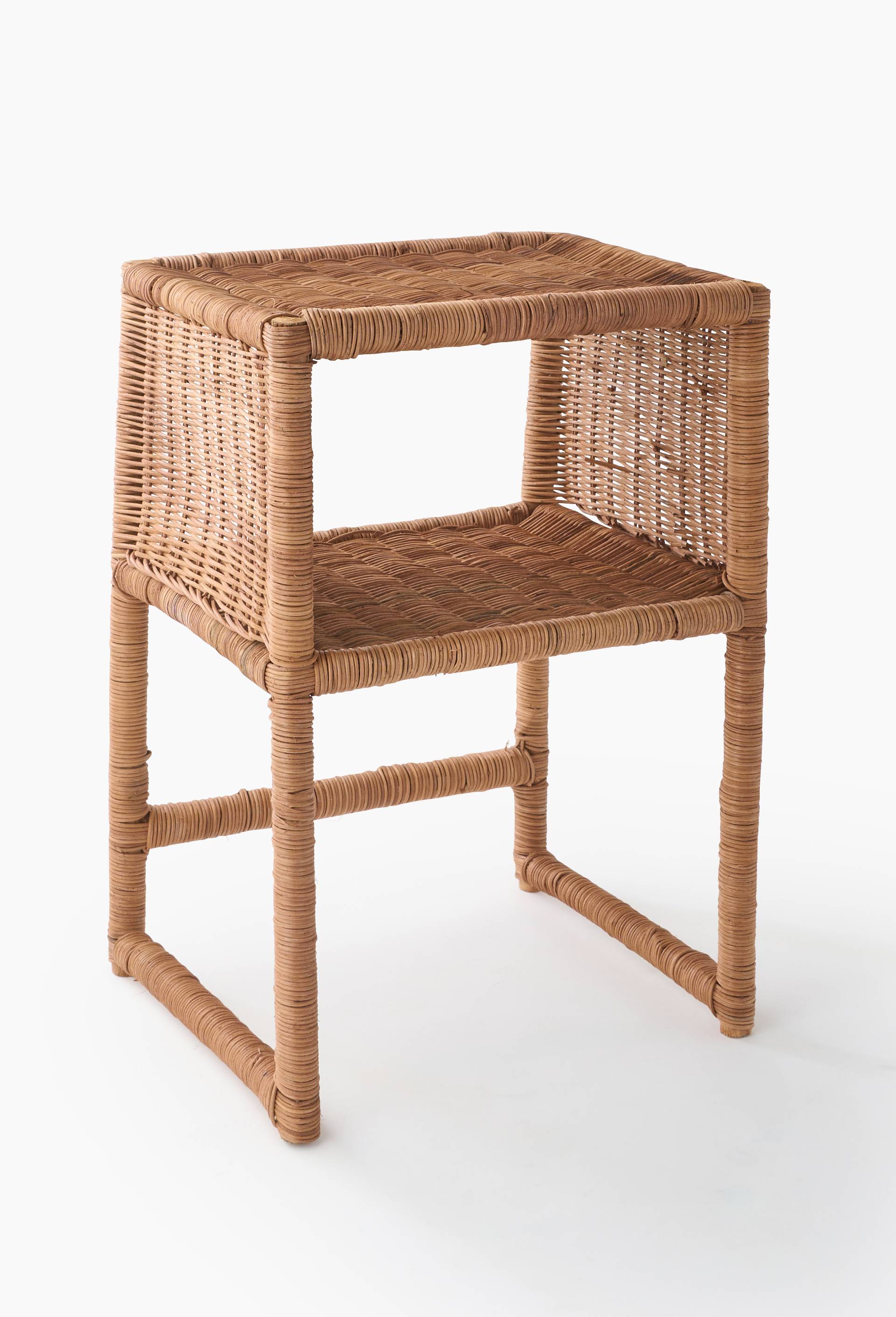 Table de chevet avec tiroir, 35x25x50cm , en rotin, Beige clair, large image number 0.0