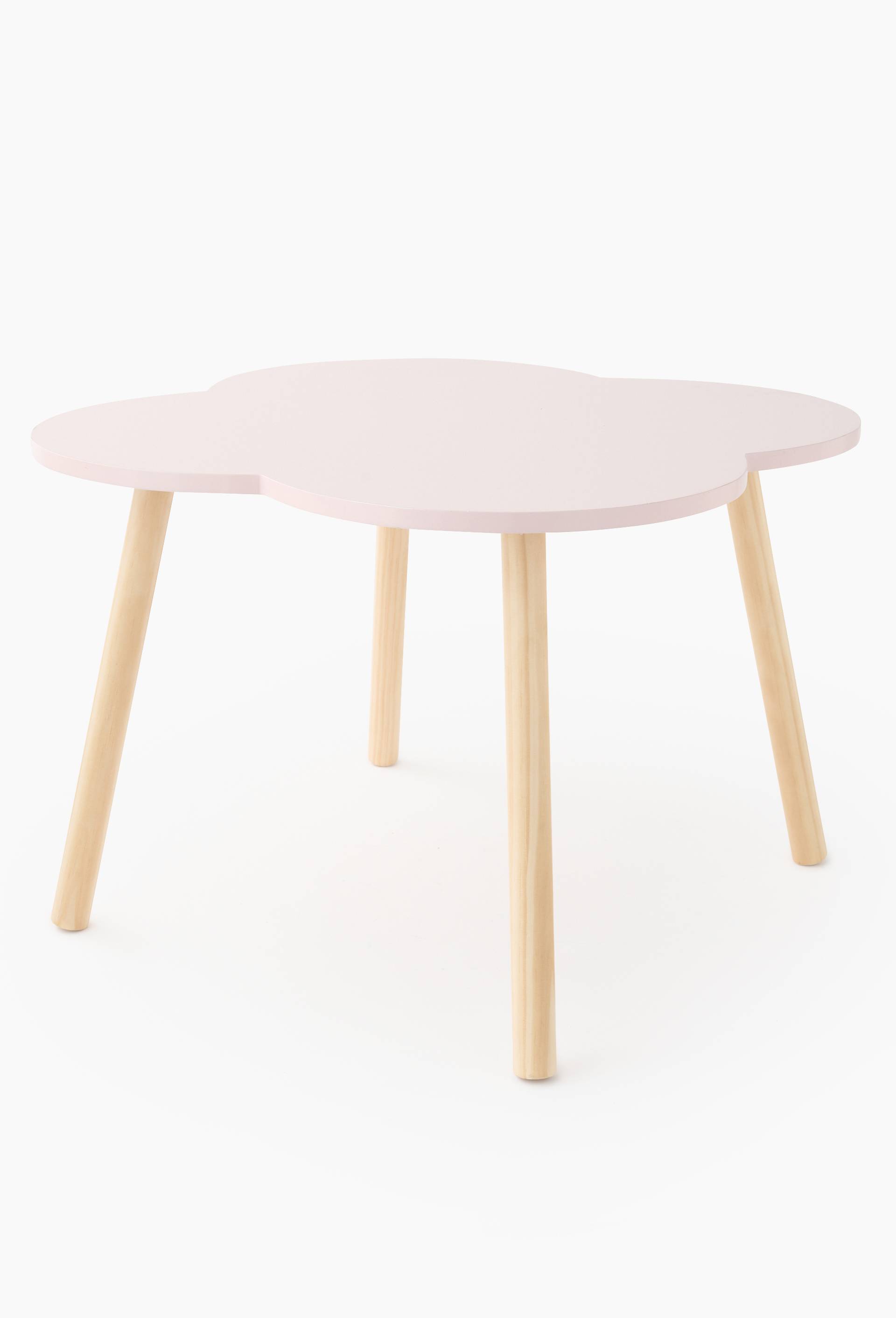 Table fleur, 60cm de diagonale x 43cm, en bois, Rose clair, large image number 0