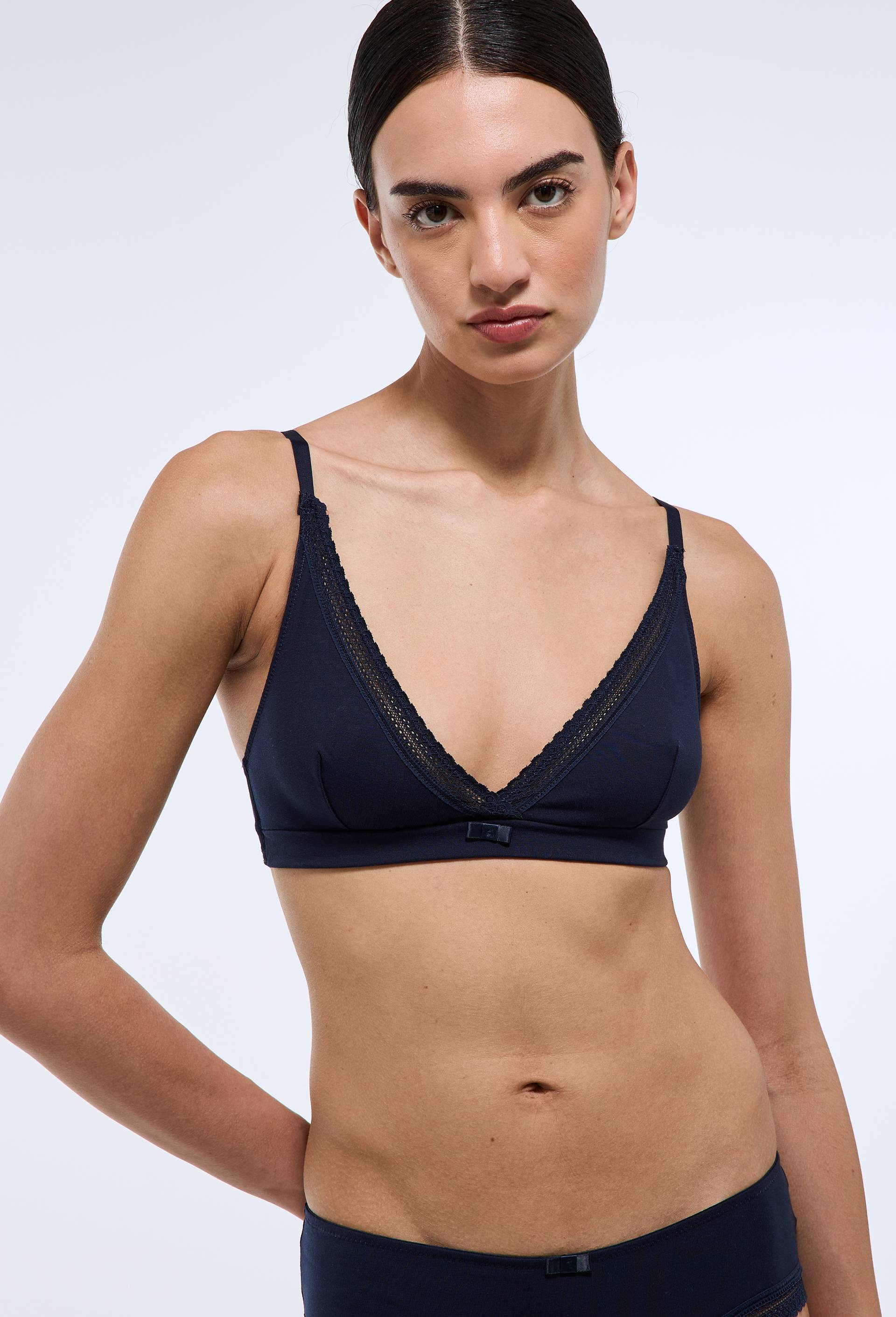 Soutien-gorge triangle foulard DIANE contenant du coton BIO GOTS, Bleu fonc&eacute;, swatch image