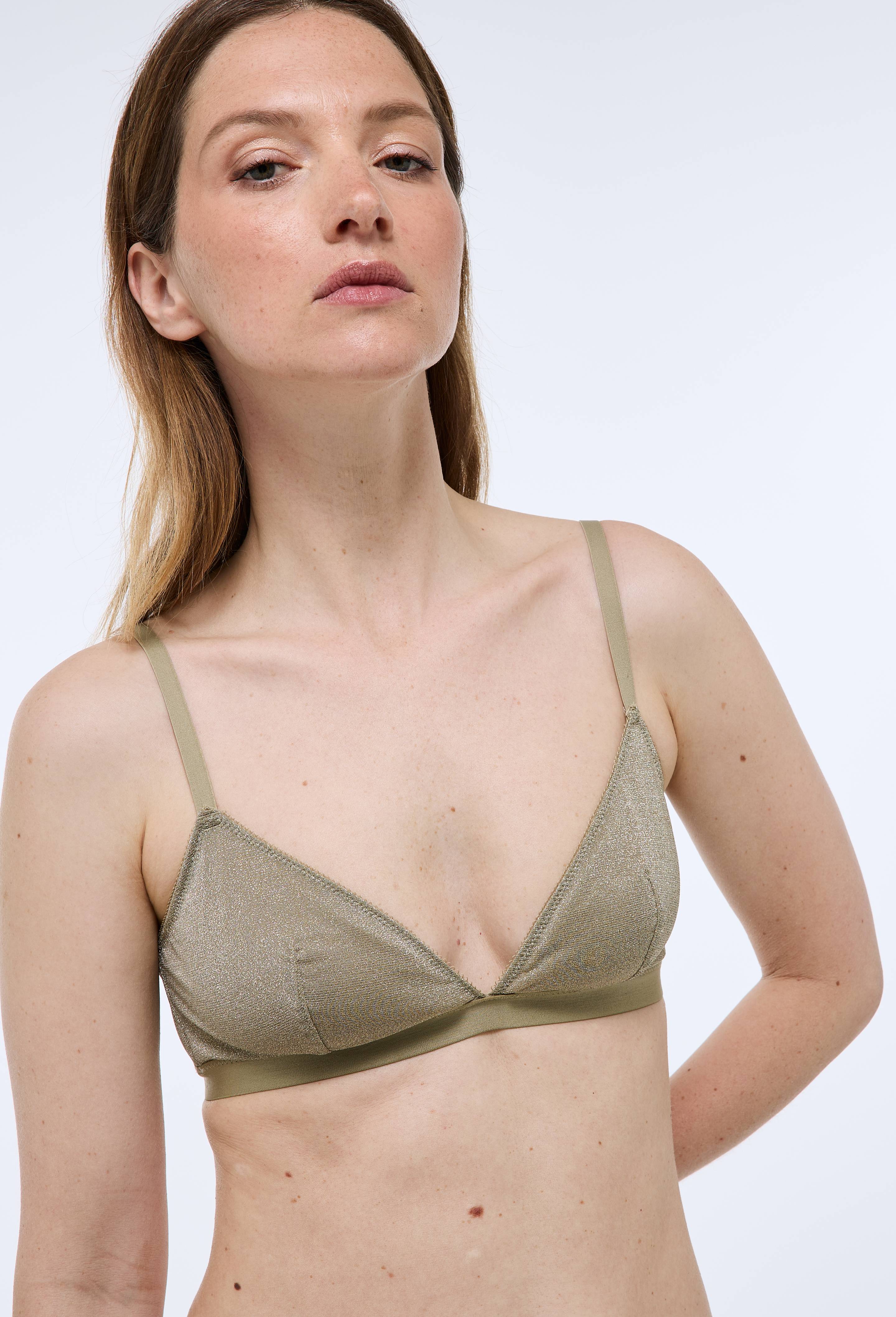 Soutien-gorge triangle ARIEL avec fils m&eacute;tallis&eacute;s, Vert, large image number 1.0