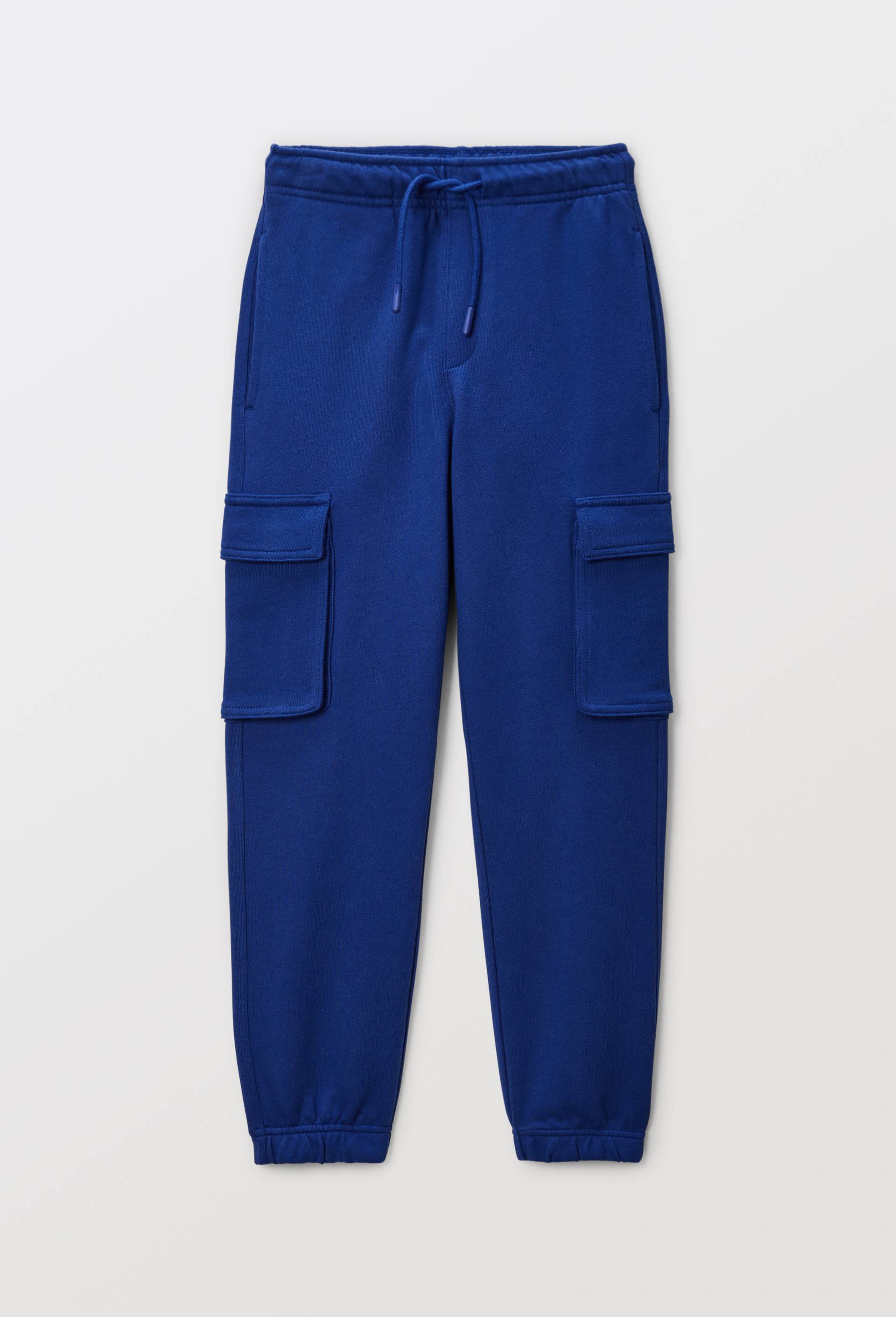 Jogging cargo en molleton uni en coton BIO GOTS, Bleu fonc&eacute;, large image number 0