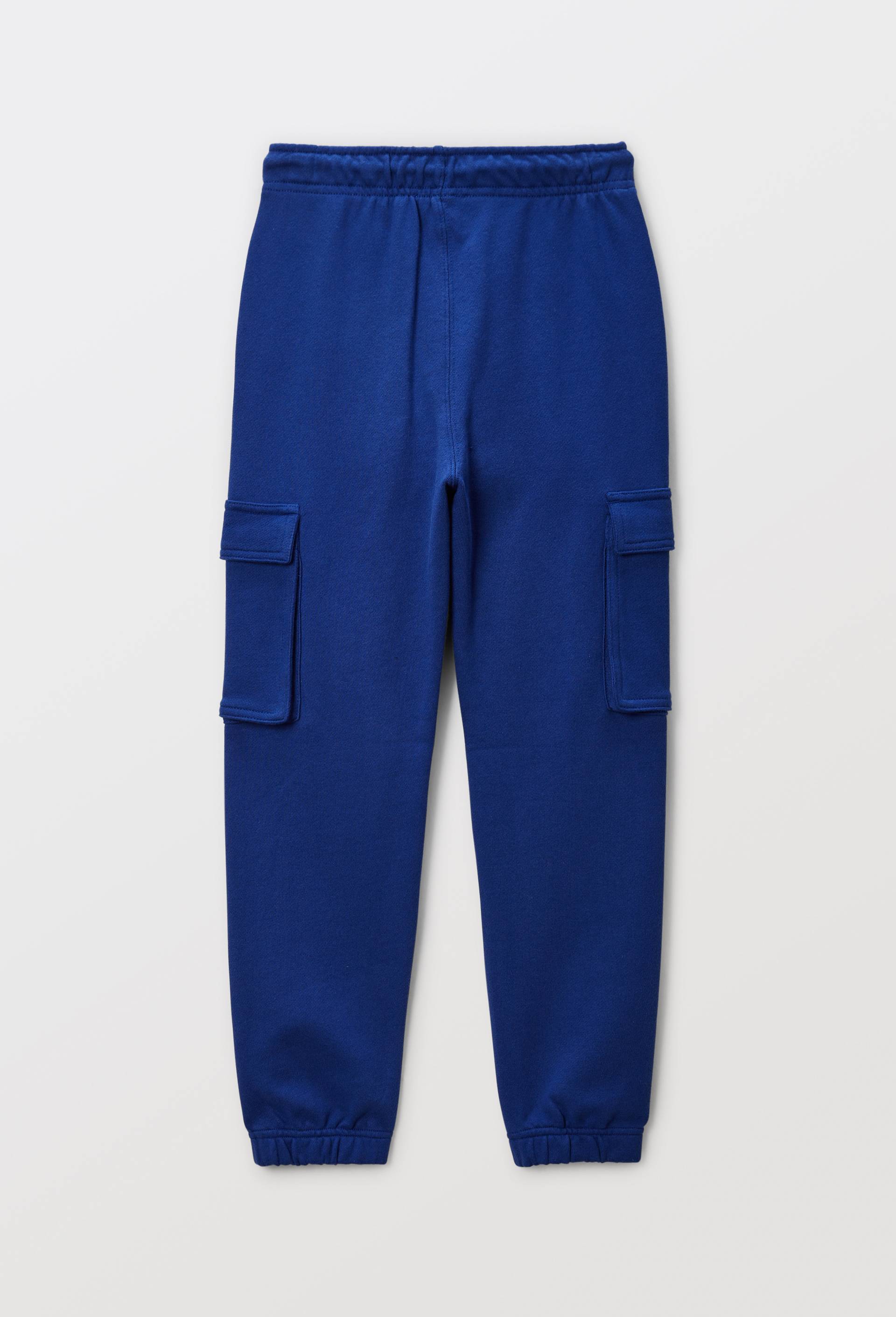 Jogging cargo en molleton uni en coton BIO GOTS, Bleu fonc&eacute;, large image number 1.0