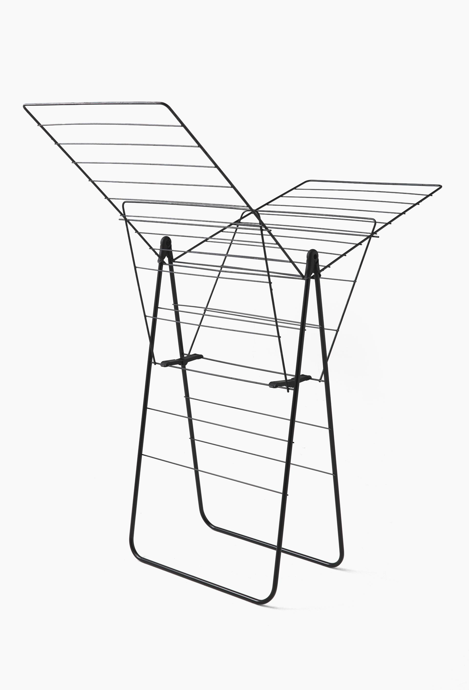 S&eacute;choir sur pied, 25m d'&eacute;tendage, 109 x61x6 cm, en m&eacute;tal et plastique, Noir, large image number 1.0