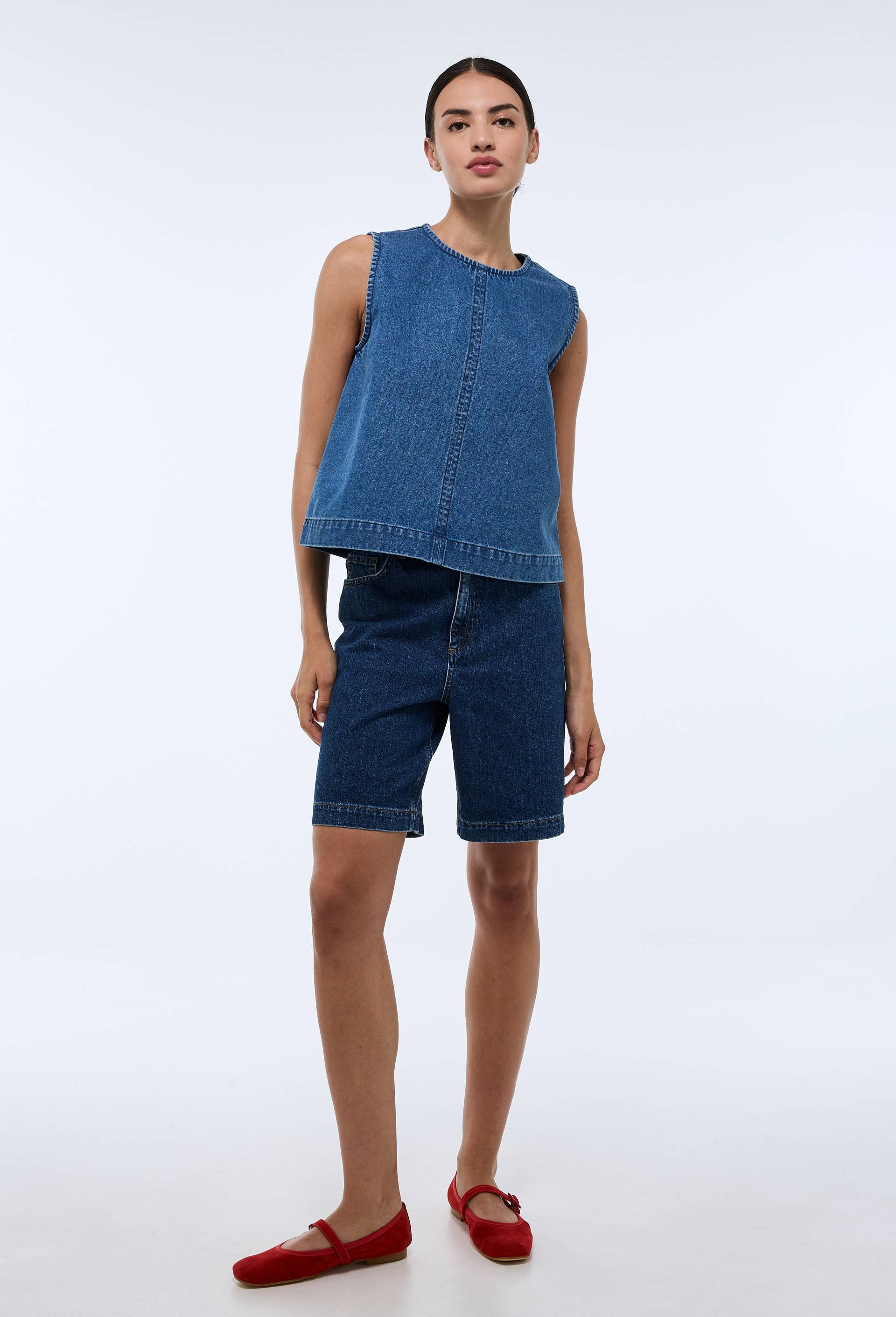 Top sans manches uni en coton BIO GOTS, Bleu fonc&eacute;, large image number 0