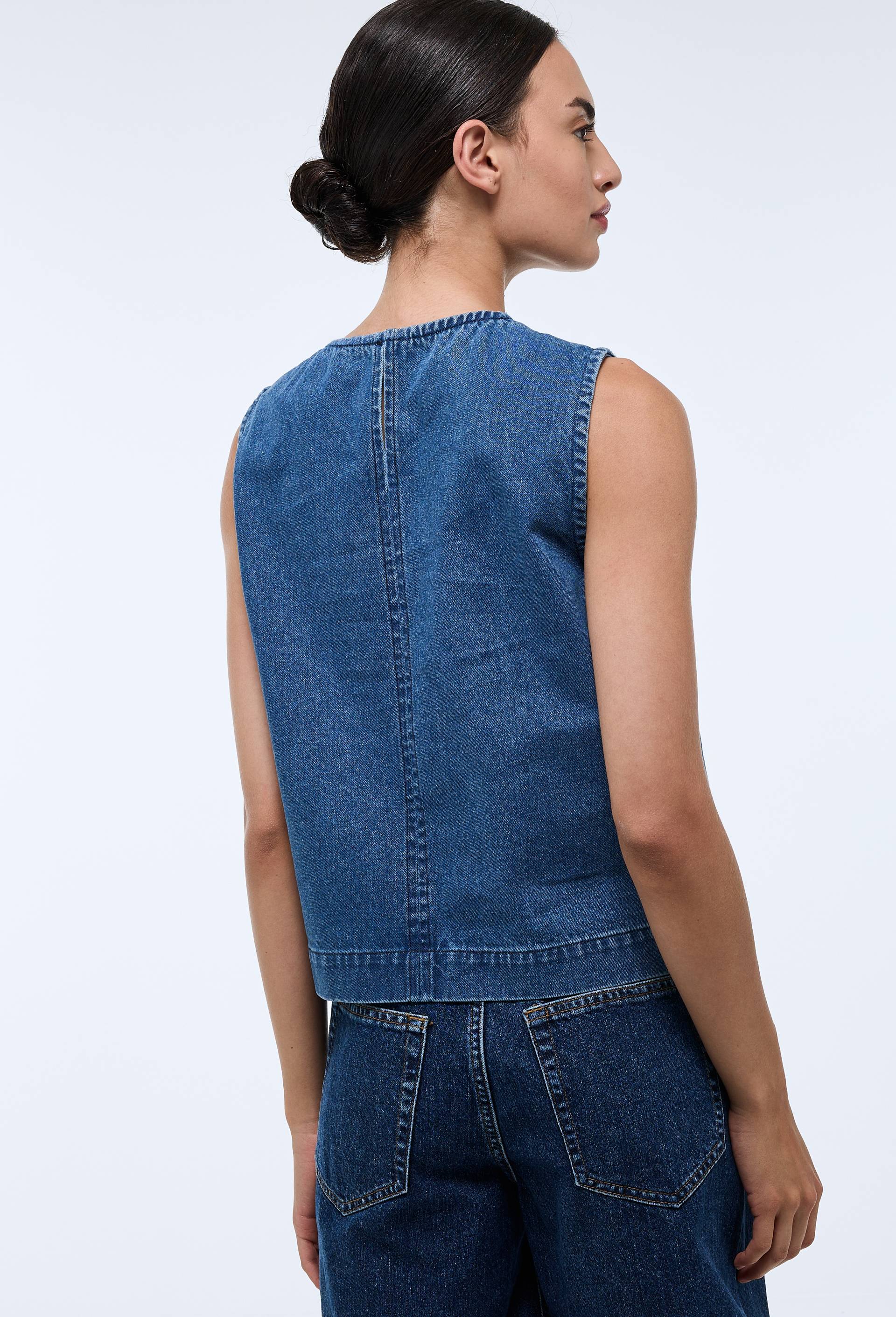 Top sans manches uni en coton BIO GOTS, Bleu fonc&eacute;, large image number 2