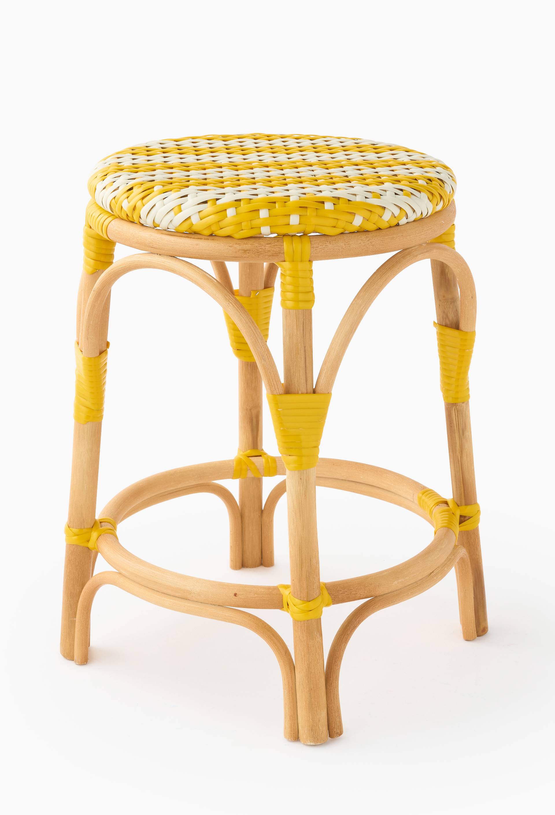 Tabouret bistrot, 42xH47cm, en rotin et plastique, Jaune clair, large image number 0