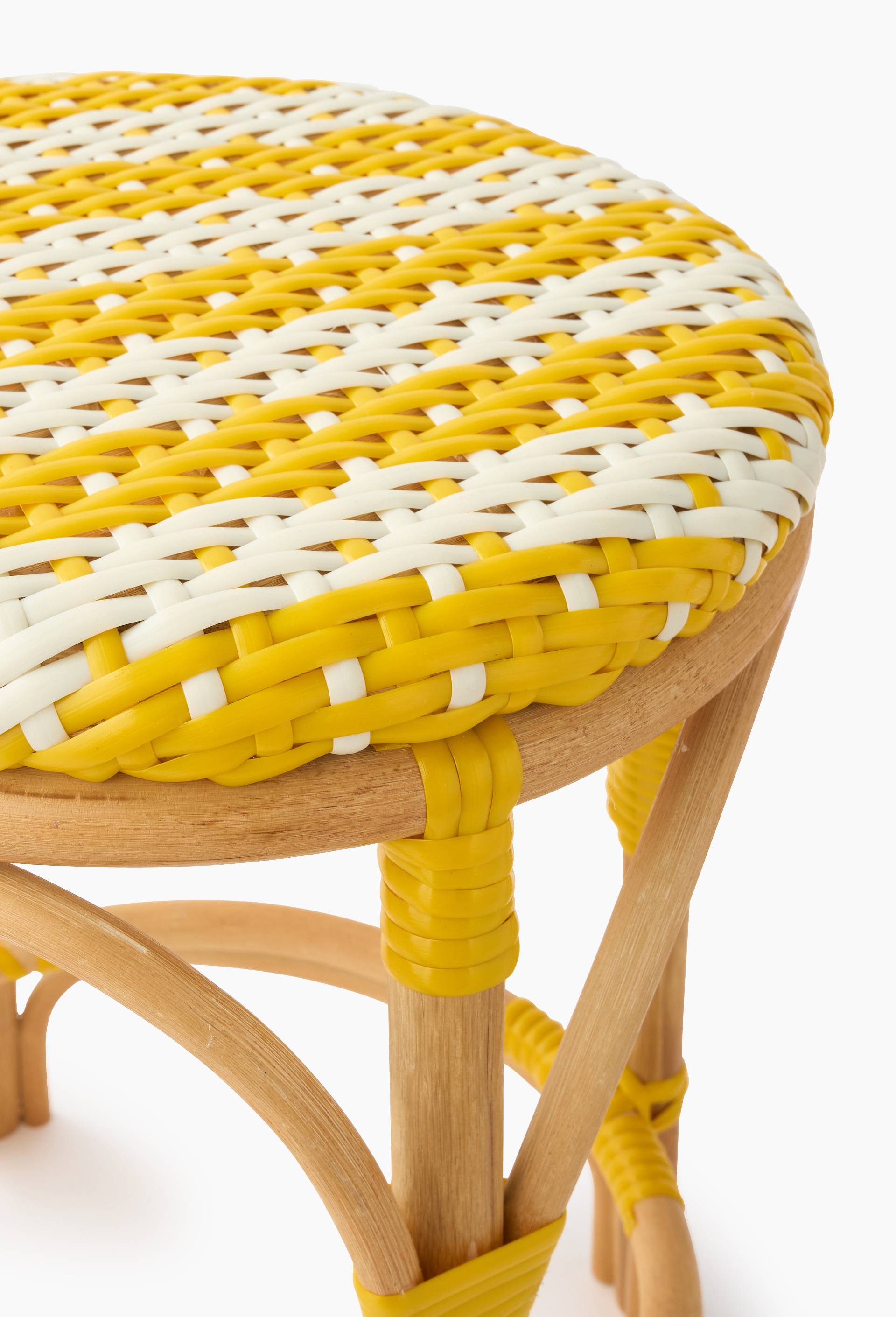 Tabouret bistrot, 42xH47cm, en rotin et plastique, Jaune clair, large image number 1