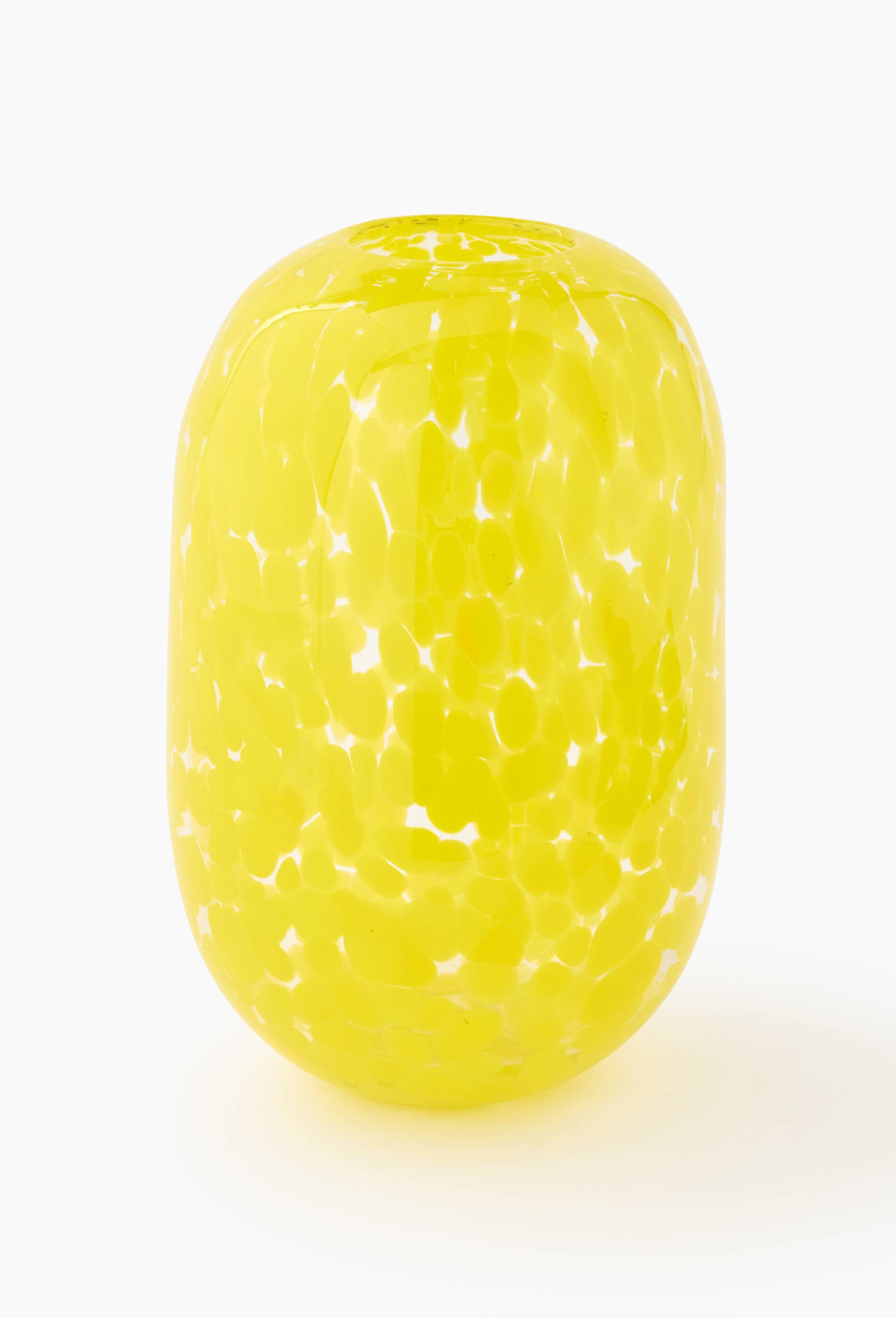 Vase tacheté, 15xH24cm, en verre, Jaune, swatch image