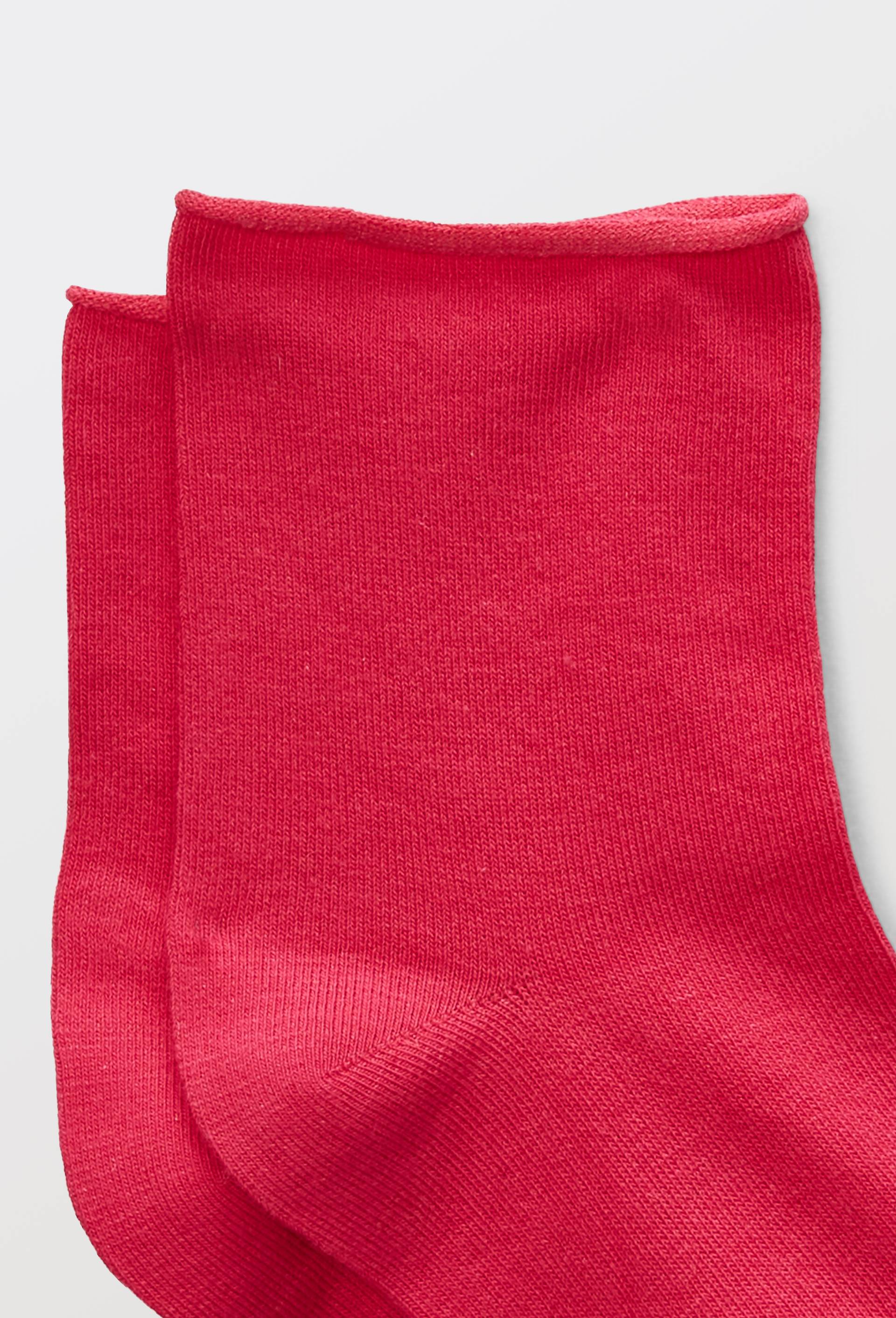 Paire de socquettes &agrave; bords roulott&eacute;s en coton Le Bourget, Rose, large image number 1