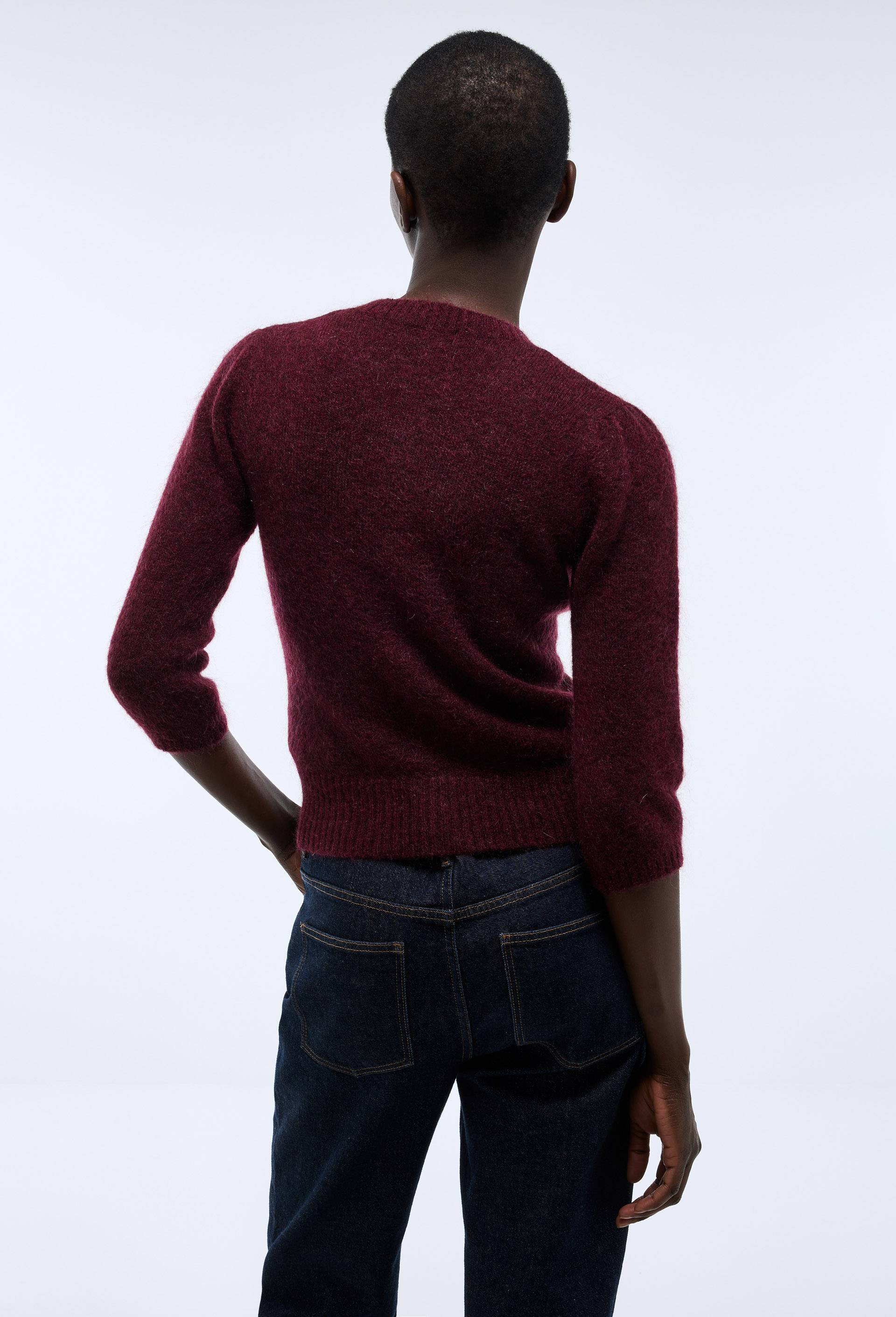 Cardigan manches coudes contenant du mohair, Rouge foncé, large image number 2
