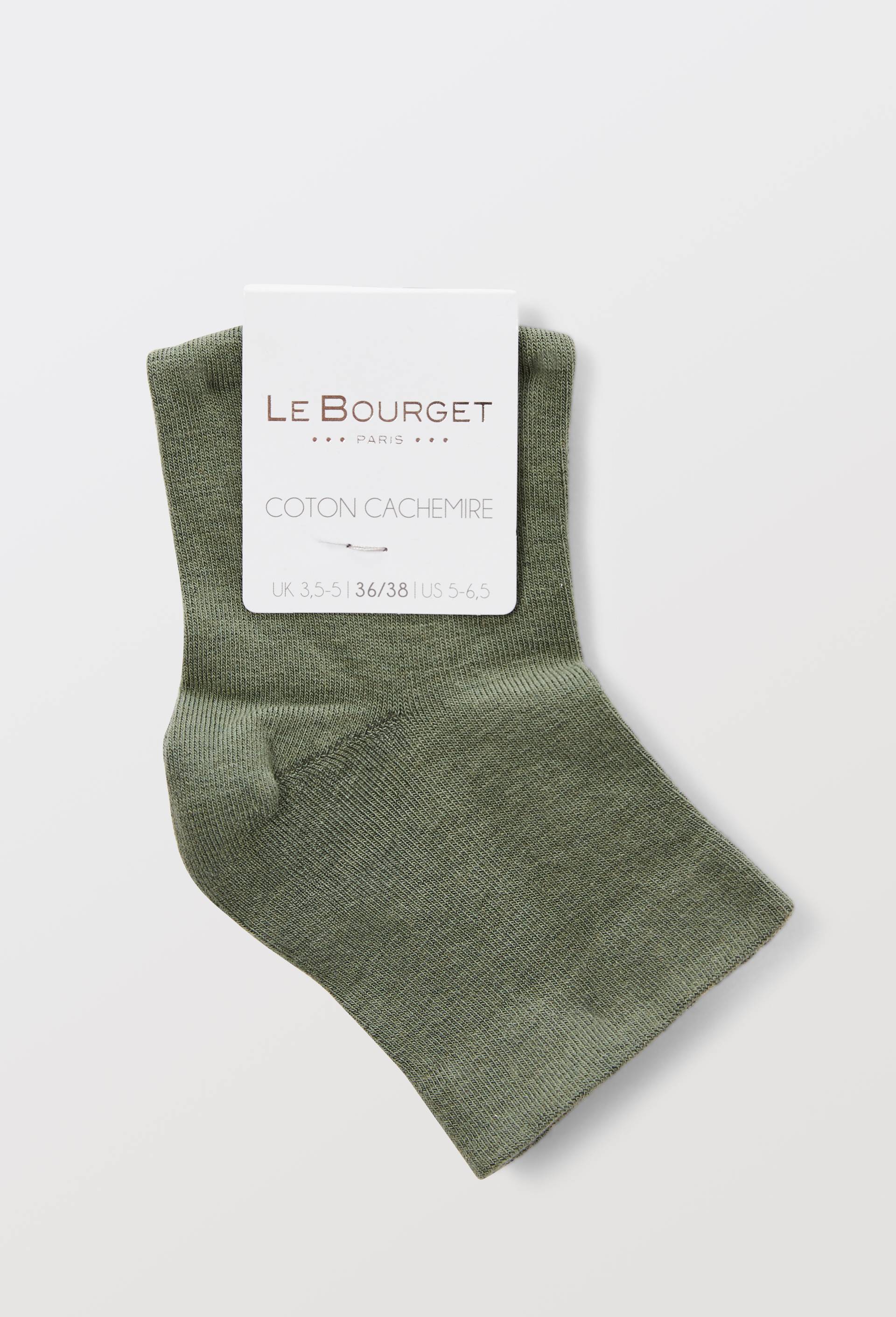 Paire de socquettes en coton et en cachemire Le Bourget, Vert fonc&eacute;, large image number 2