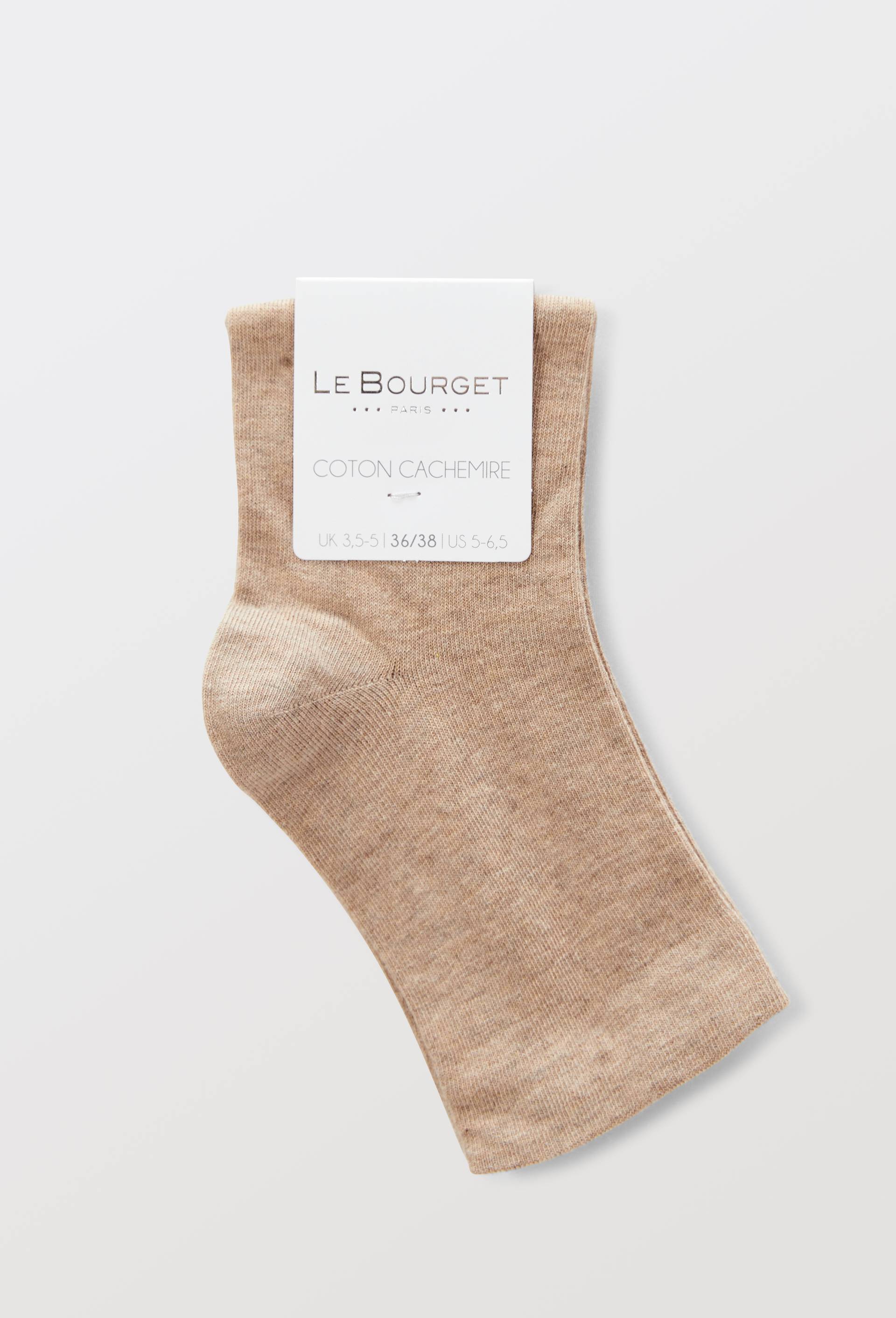 Paire de socquettes en coton et en cachemire Le Bourget, Beige, large image number 2