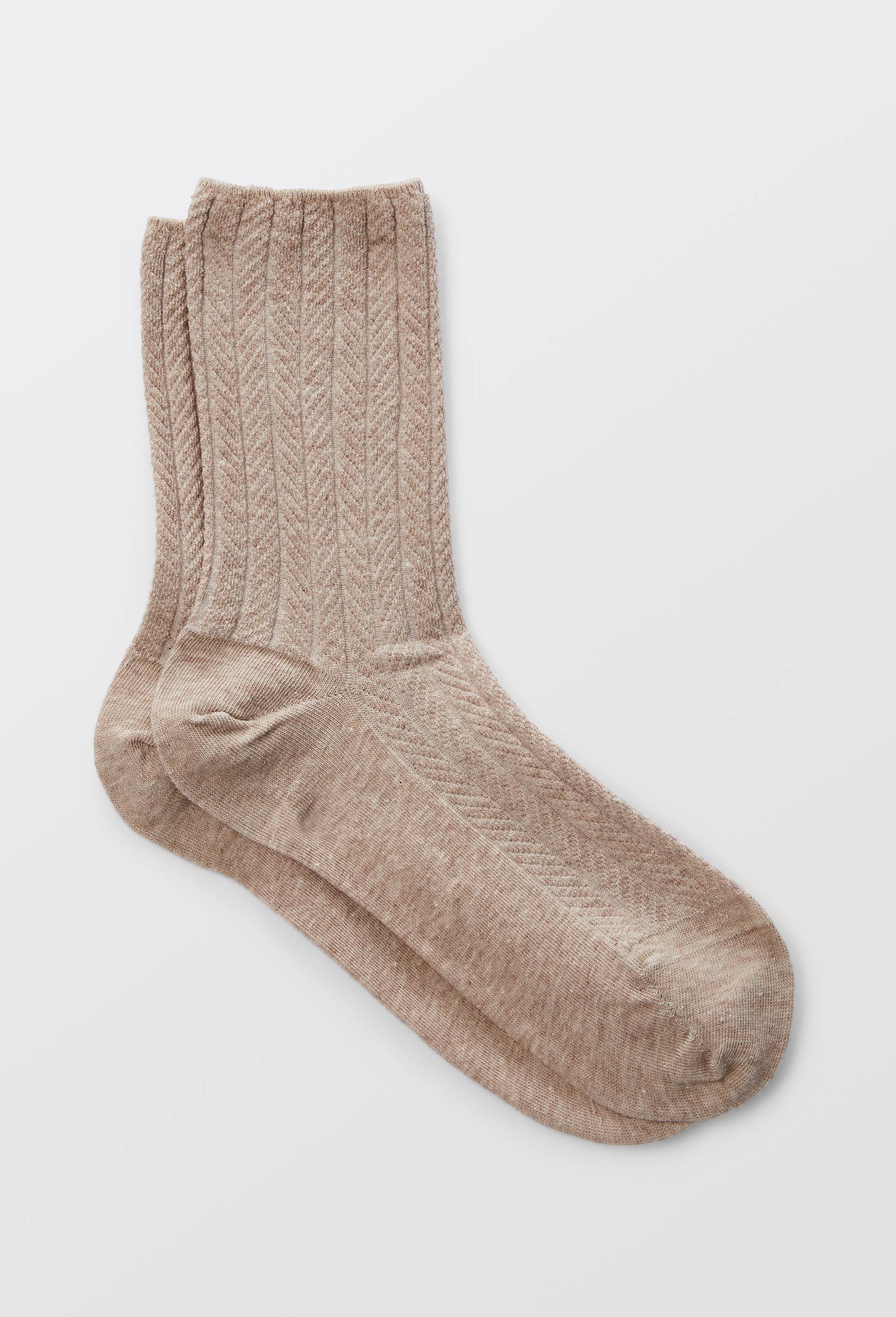 Paire de socquettes fantaisies torsades Le Bourget, Beige, large image number 0.0