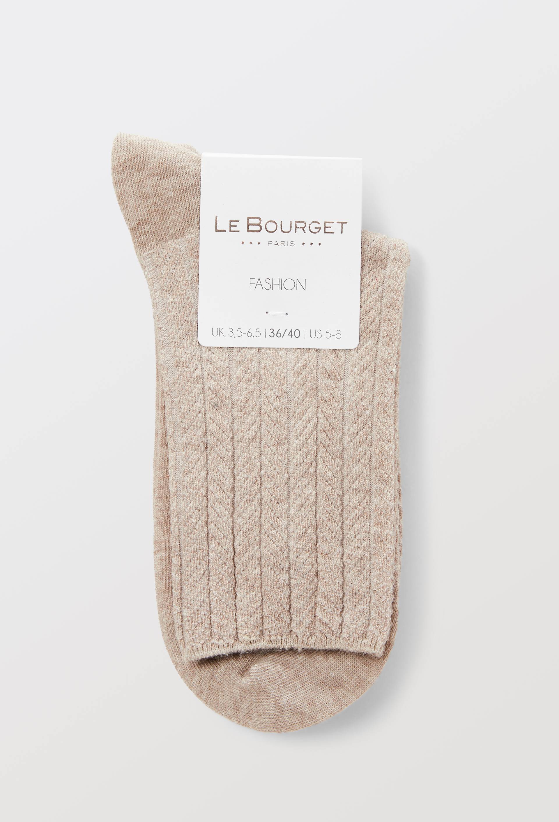Paire de socquettes fantaisies torsades Le Bourget, Beige, large image number 2