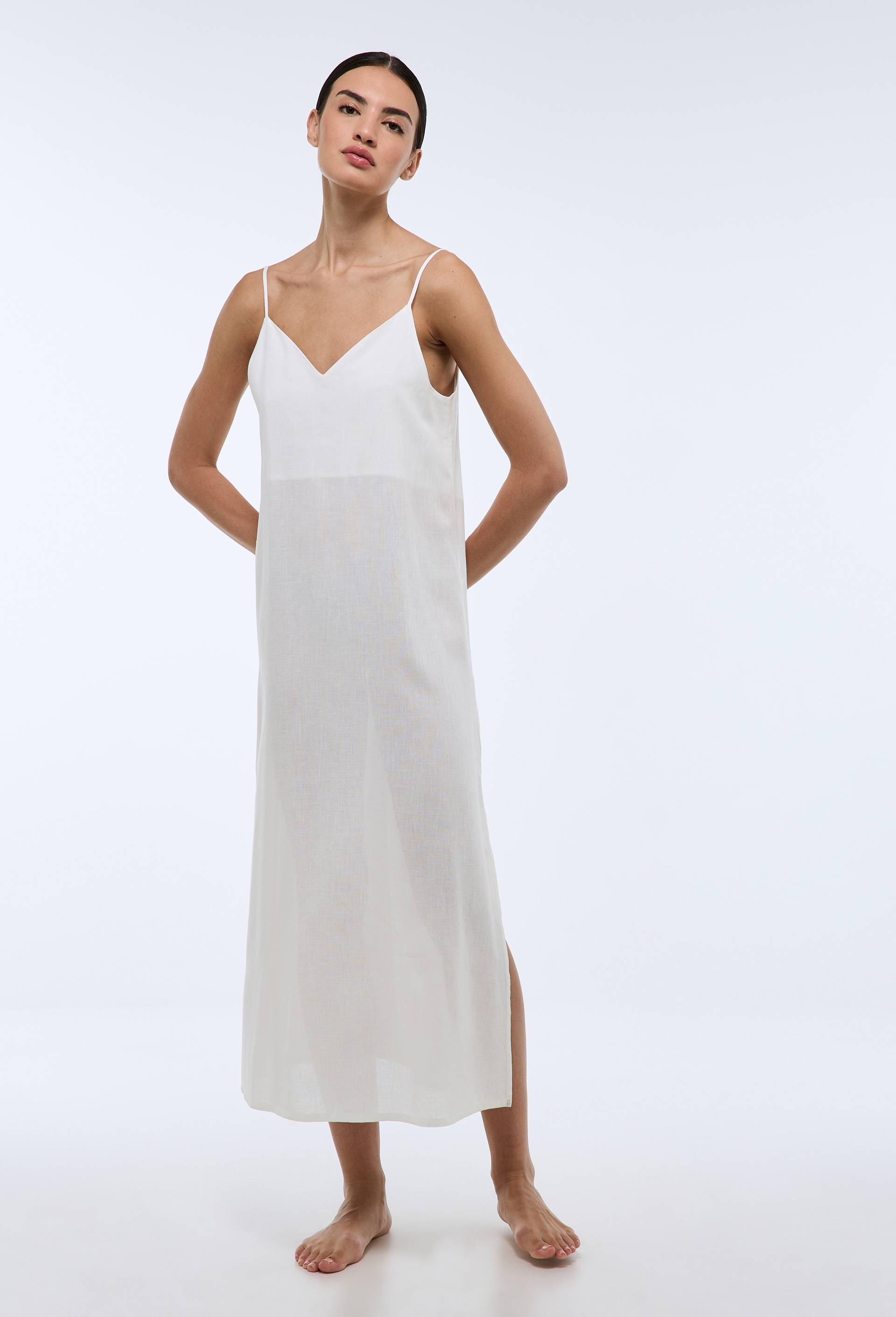 Chemise de nuit en viscose lin - MONOPRIX - Modalova