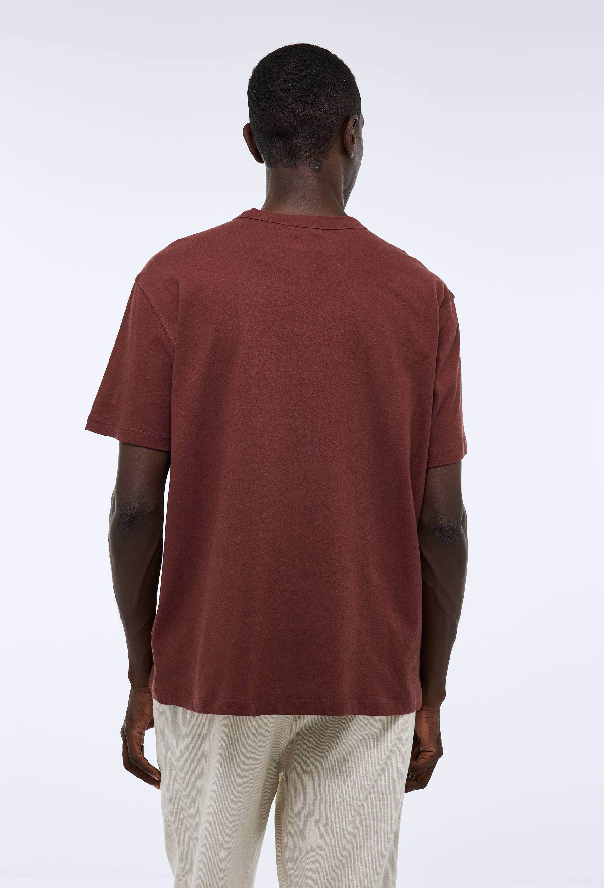 T-shirt manches courtes en mélange coton et lin, Brun foncé, large image number 1.0