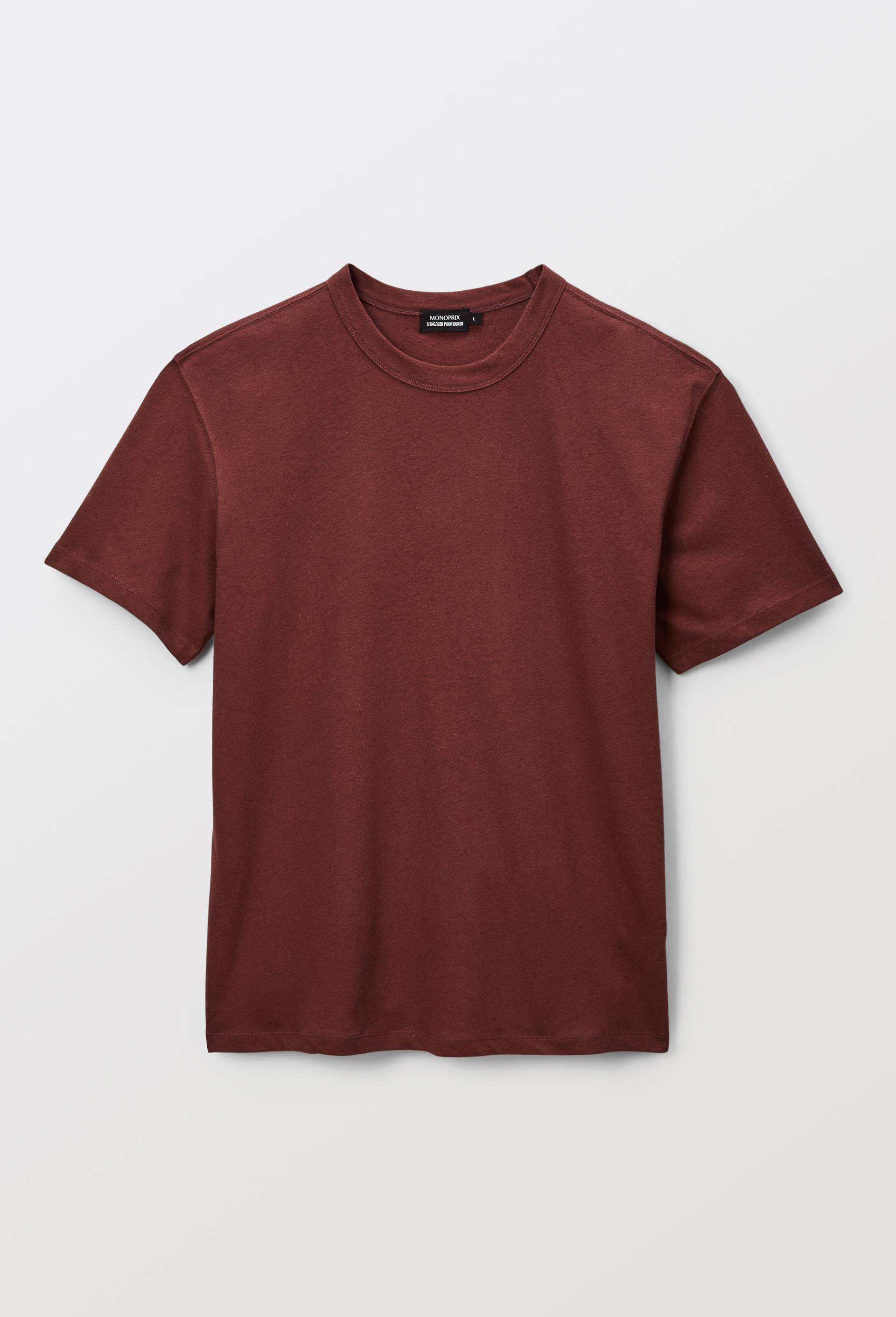 T-shirt manches courtes en mélange coton et lin, Brun foncé, large image number 2