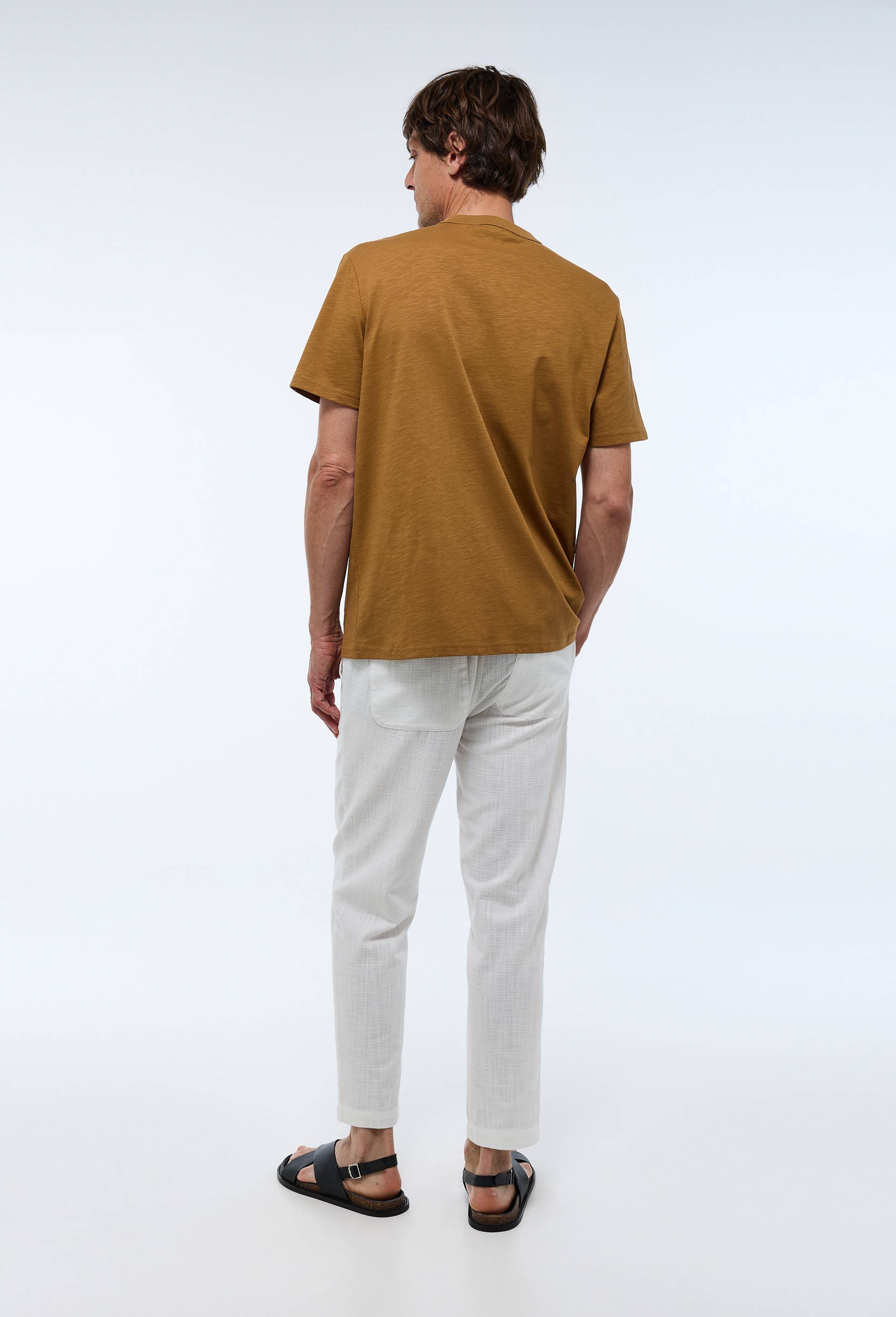 T-shirt col rond manches courtes en coton slub BIO GOTS, Or, large image number 1