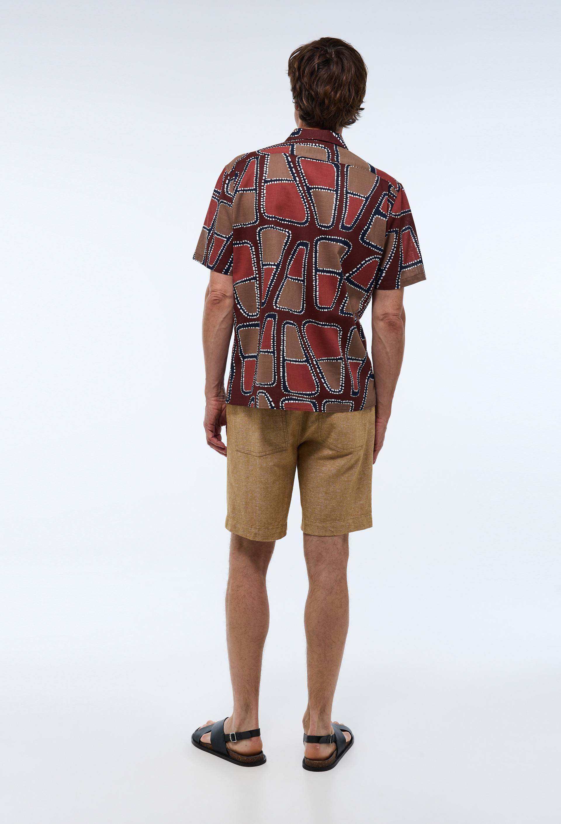Chemise manches courtes imprim&eacute;e en coton BIO GOTS, Brun fonc&eacute;, large image number 4