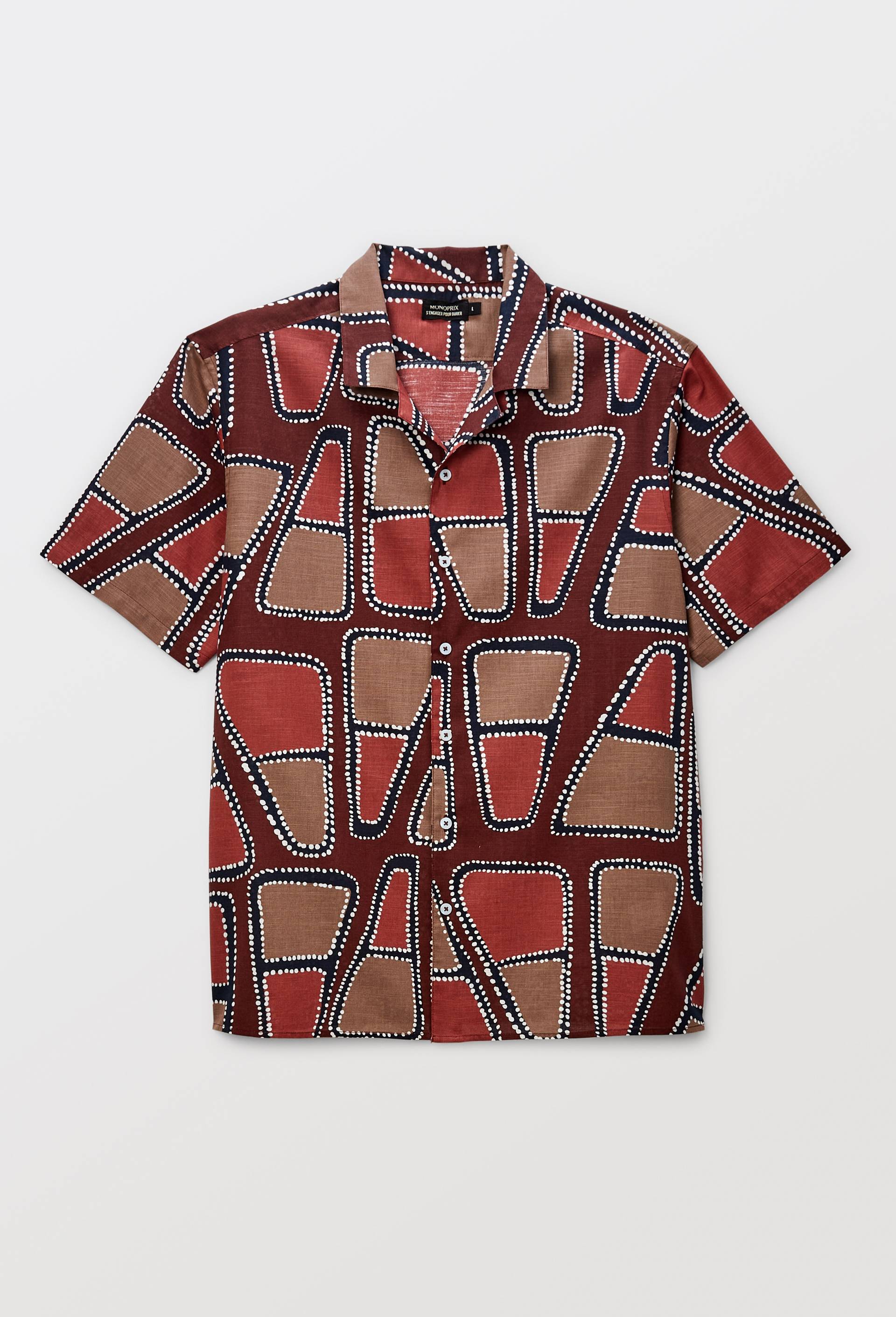 Chemise manches courtes imprim&eacute;e en coton BIO GOTS, Brun fonc&eacute;, large image number 5