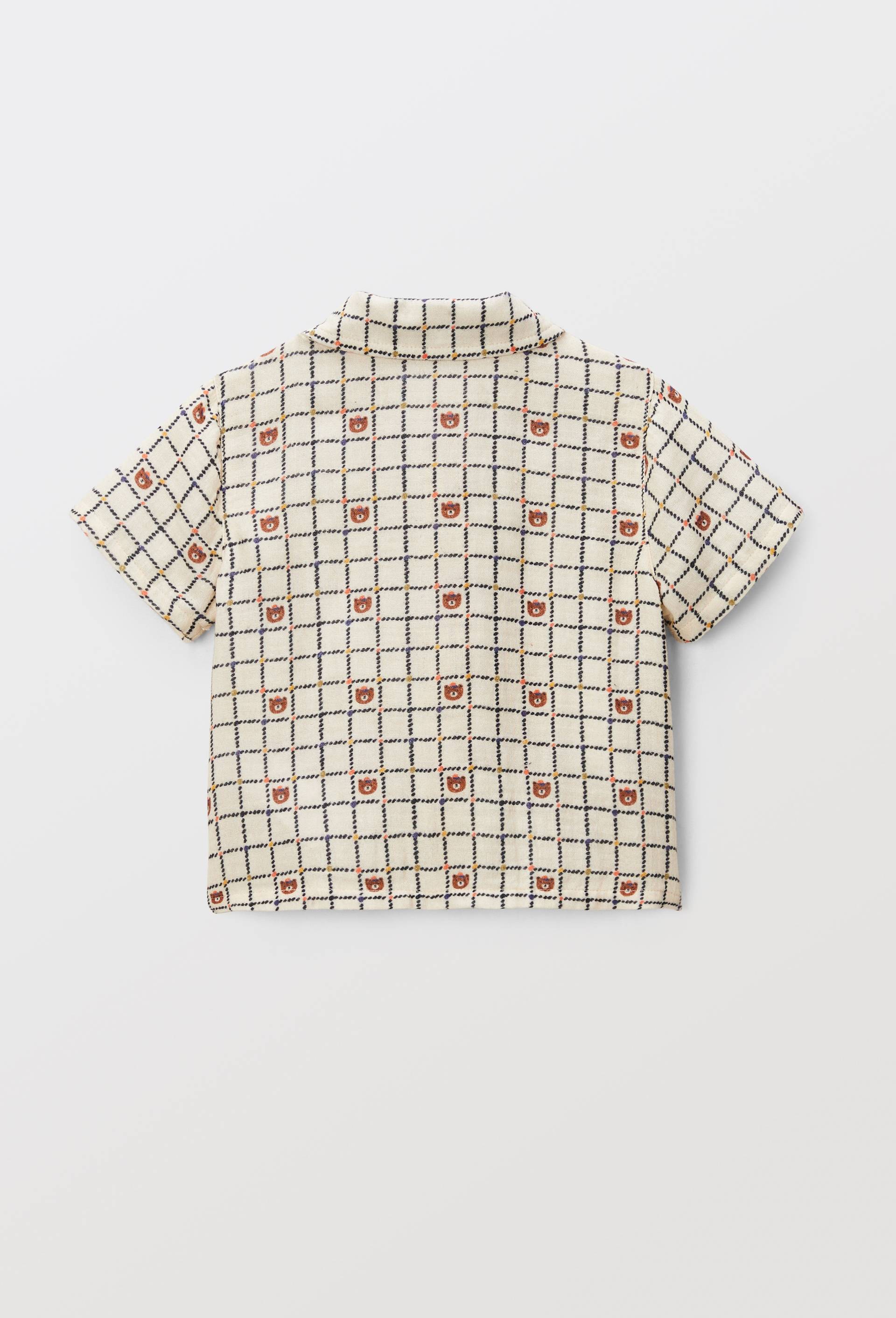 Chemise manches courtes imprim&eacute; en coton BIO GOTS, Beige clair, large image number 3.0